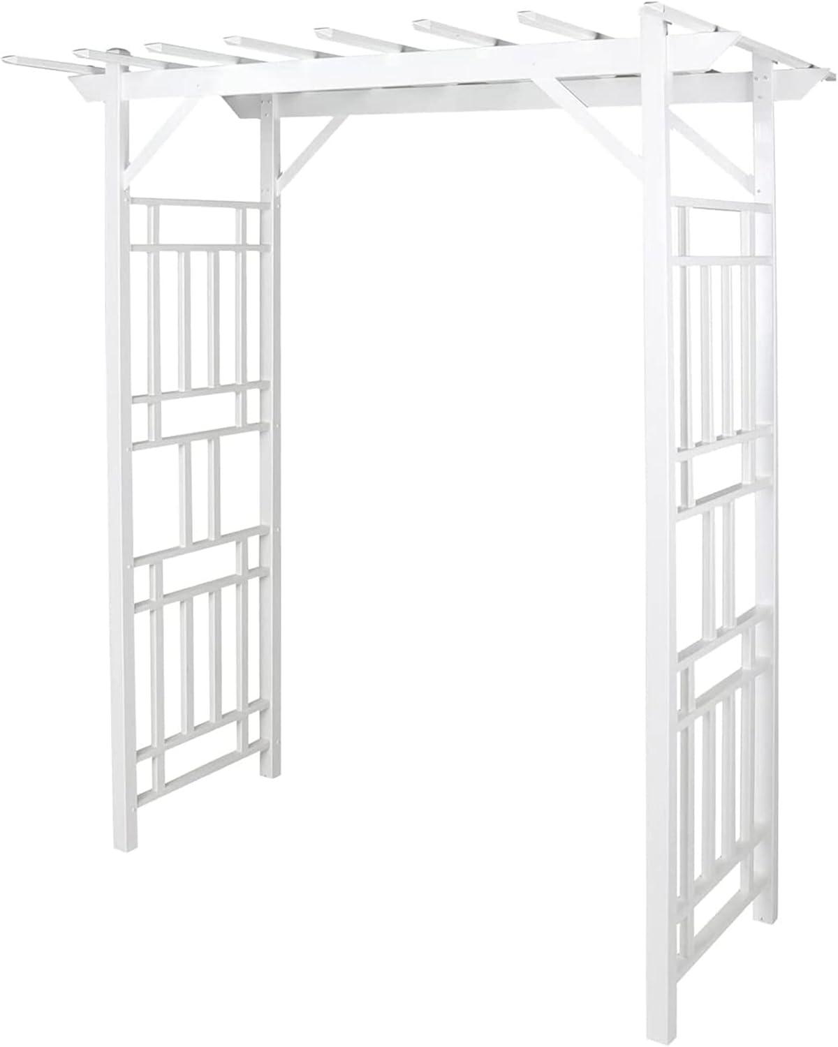 Dura-Trel Inc Dura-Trel Wellington Arbor 72" x 85" Outdoor Garden Arch Lattice Trellis, White