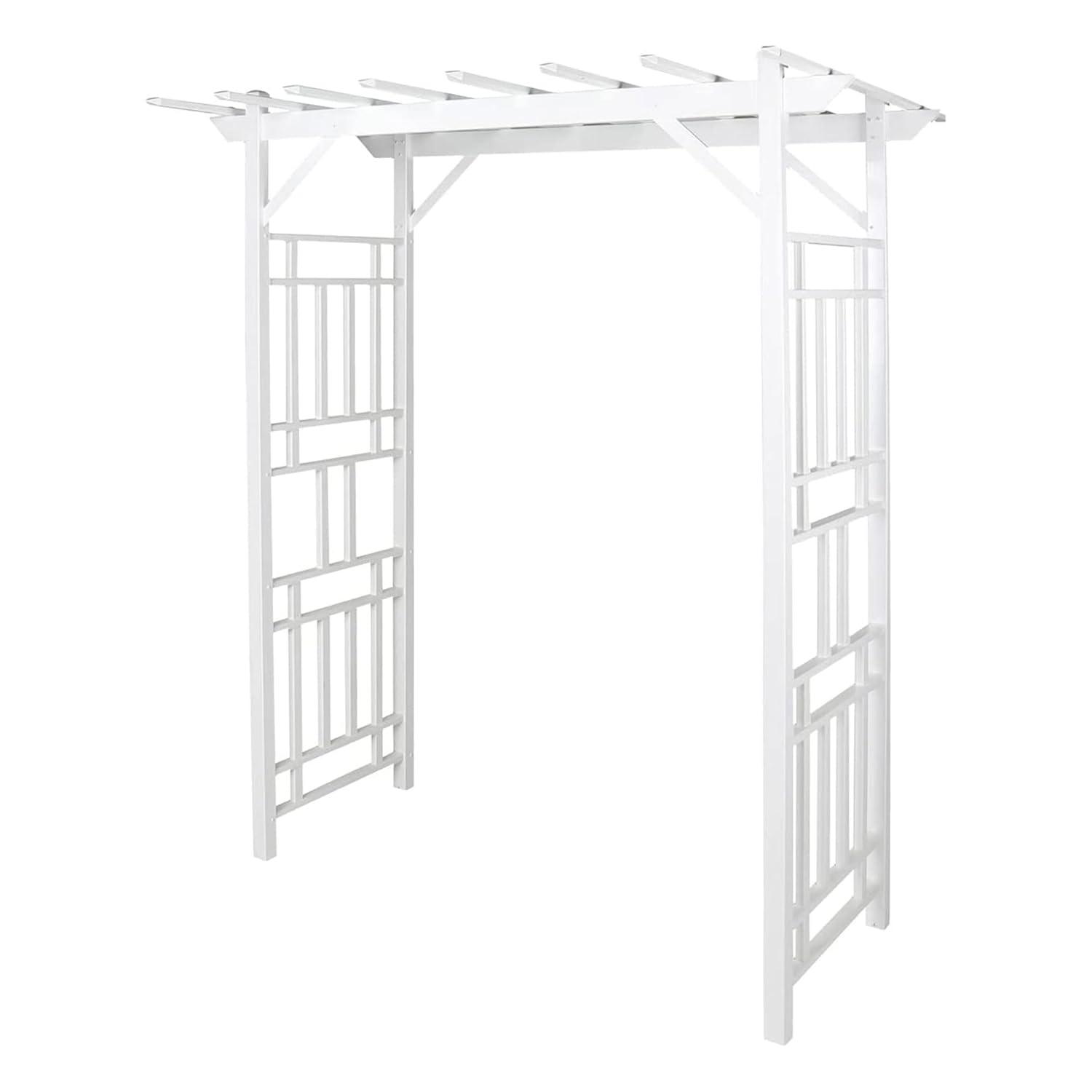 Dura-Trel Inc Dura-Trel Wellington Arbor 72" x 85" Outdoor Garden Arch Lattice Trellis, White