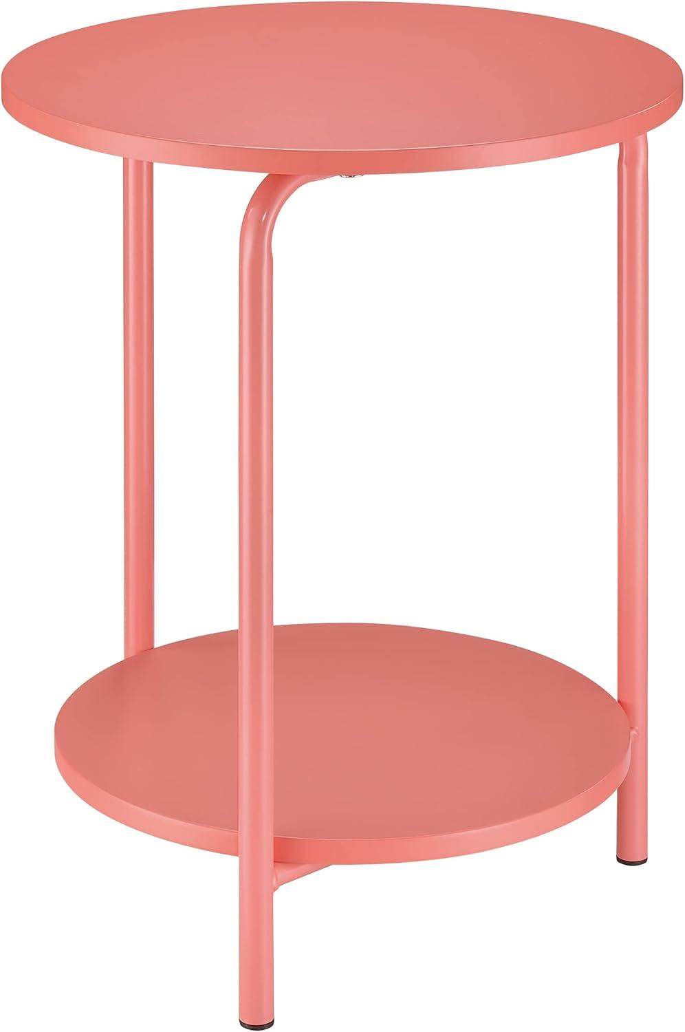 OSP Home Furnishings Elgin Metal Accent Table in Coral Pink