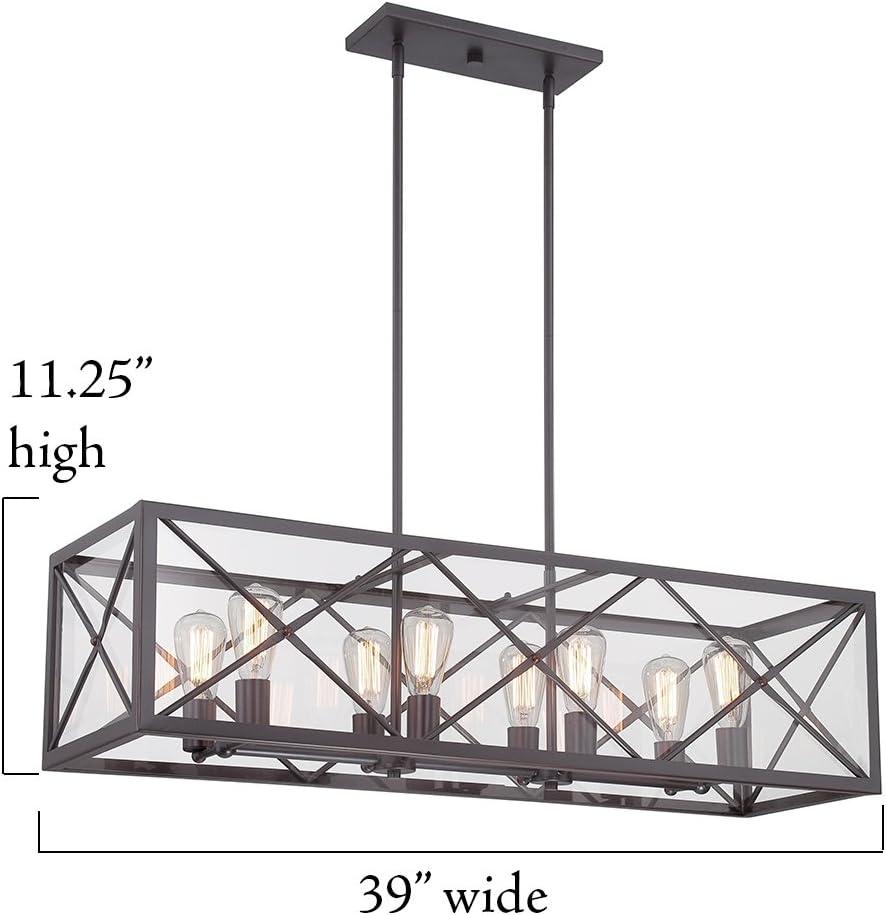 Satin Bronze 8-Light Linear Chandelier with Plug-in Feature