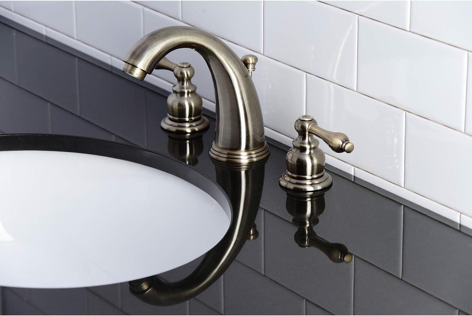 Kingston Brass KB983ALAB Victorian 2-Handle 8 in. Widespread Bathroom Faucet, Antique Brass