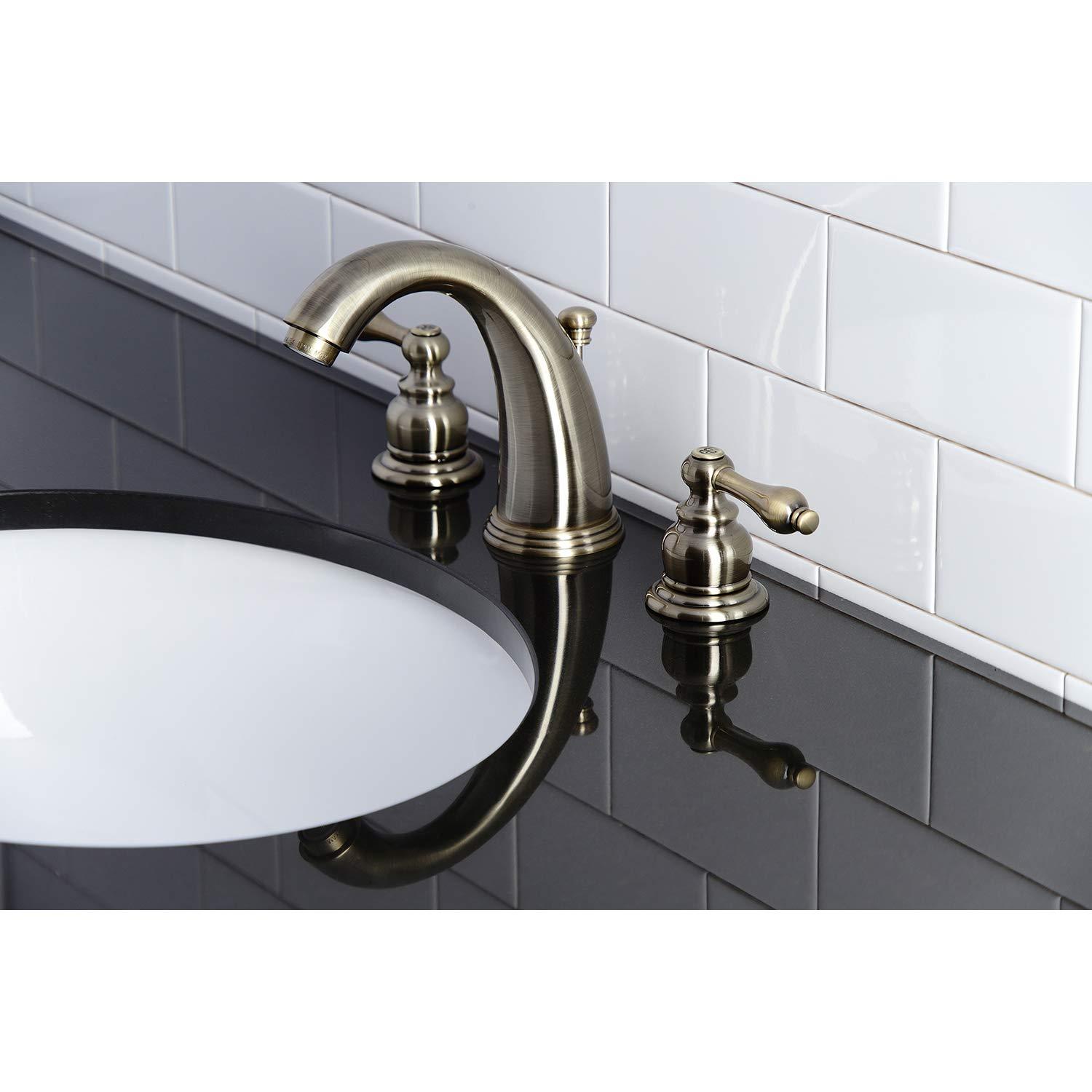 Kingston Brass KB983ALAB Victorian 2-Handle 8 in. Widespread Bathroom Faucet, Antique Brass