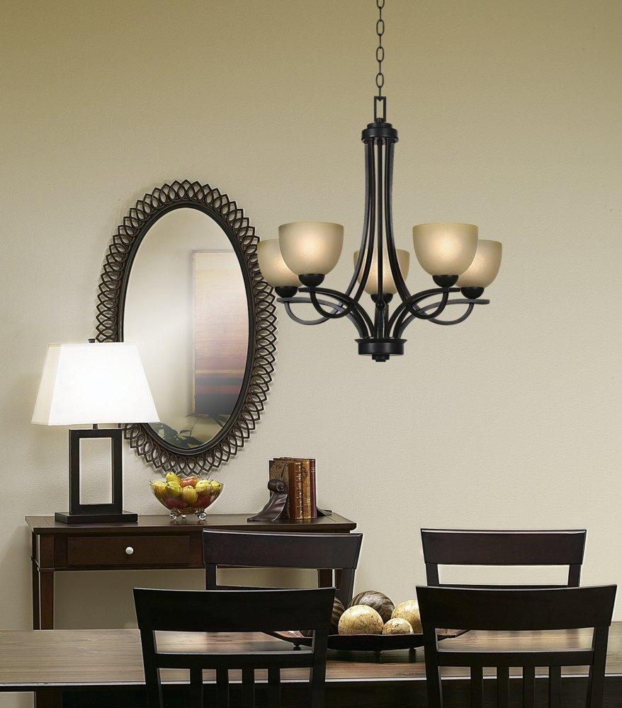 Franklin Iron Works Italian Bronze Pendant Chandelier Lighting Fixture 26" Wide Modern Antique Amber Glass 5-Light for Dining Room Kitchen Island Home