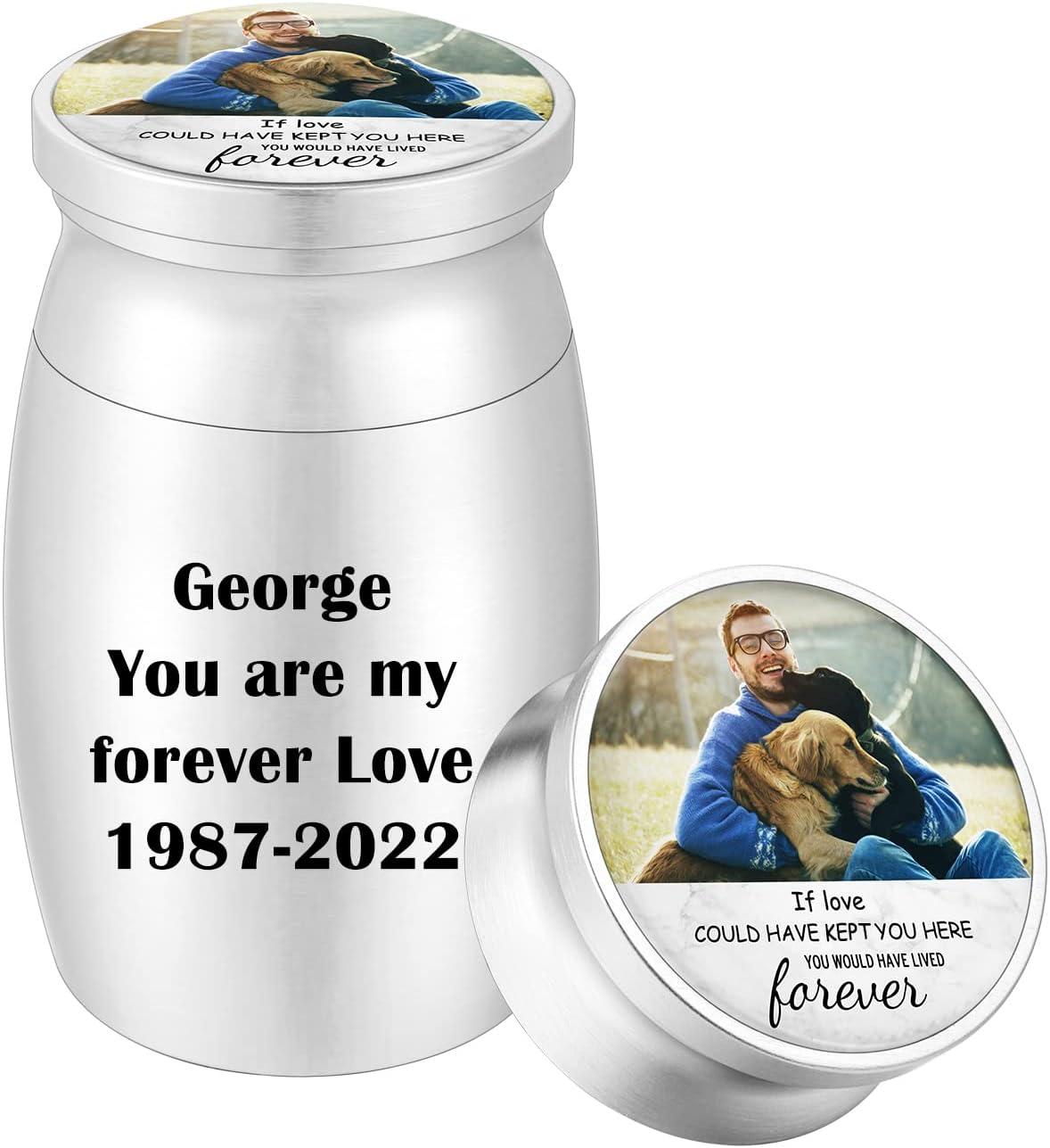 Small Keepsake Urn for Dad Mini Cremation Urns Decorative Memorial Funeral Ashes Holder Silver Engraved Stainless Steel Container for Dad Father 1.57 x 1.18 Inch-My Dad My Hero My Angel