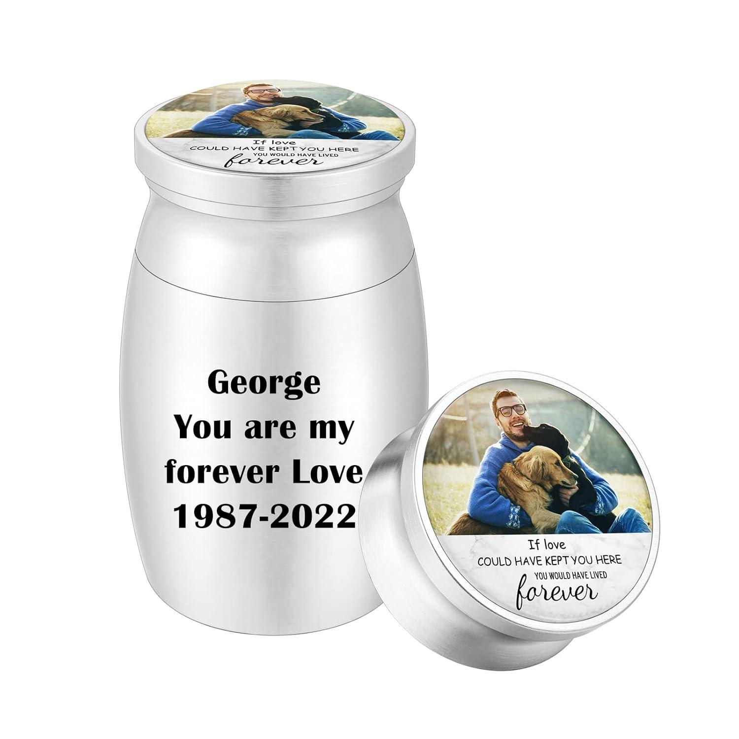 Small Keepsake Urn for Dad Mini Cremation Urns Decorative Memorial Funeral Ashes Holder Silver Engraved Stainless Steel Container for Dad Father 1.57 x 1.18 Inch-My Dad My Hero My Angel