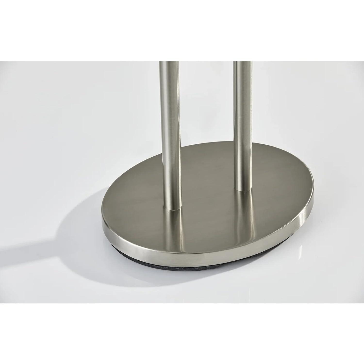 Adesso 62" Duet Floor Lamp Silver/Ivory: Modern Standing Lamp with Pull Chain, ETL Listed, Metal Body