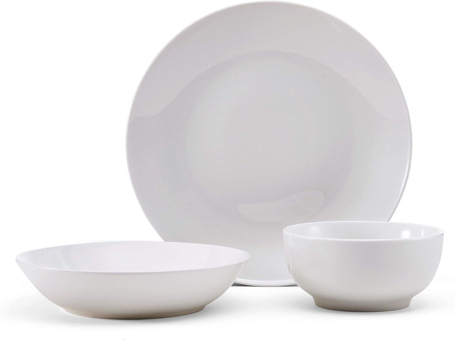 Alexis Modern White Porcelain 18-Piece Dinnerware Set for 6