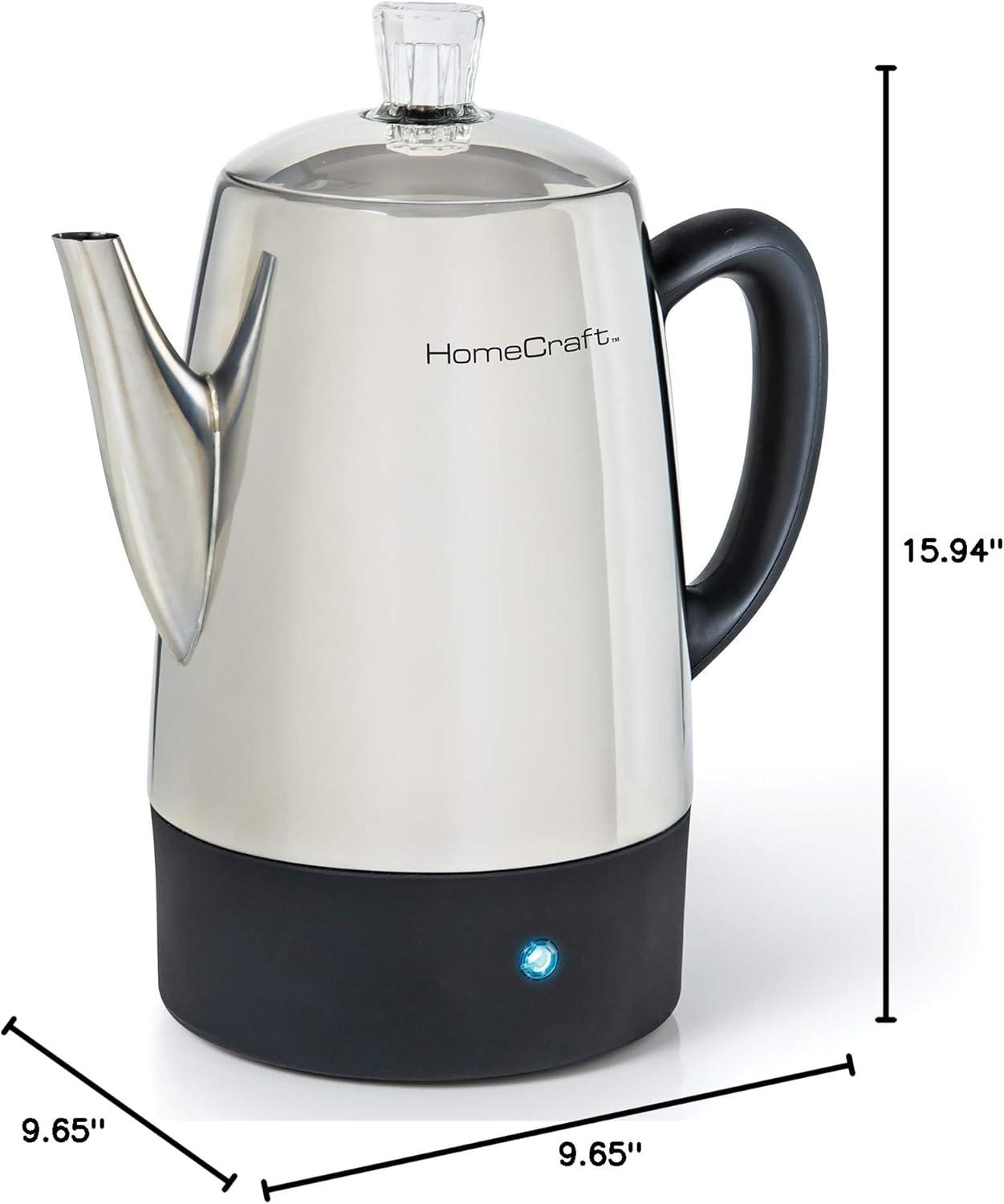 HomeCraft 10-Cup Stainless Steel Coffee Maker Percolator