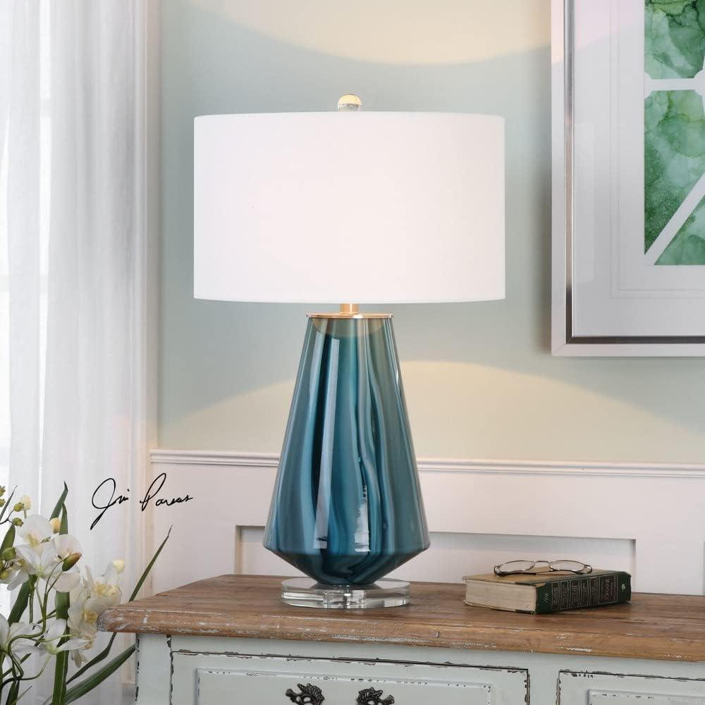 Uttermost Pescara 29" Teal-Gray and Blue-Swirl Glass Modern Table Lamp