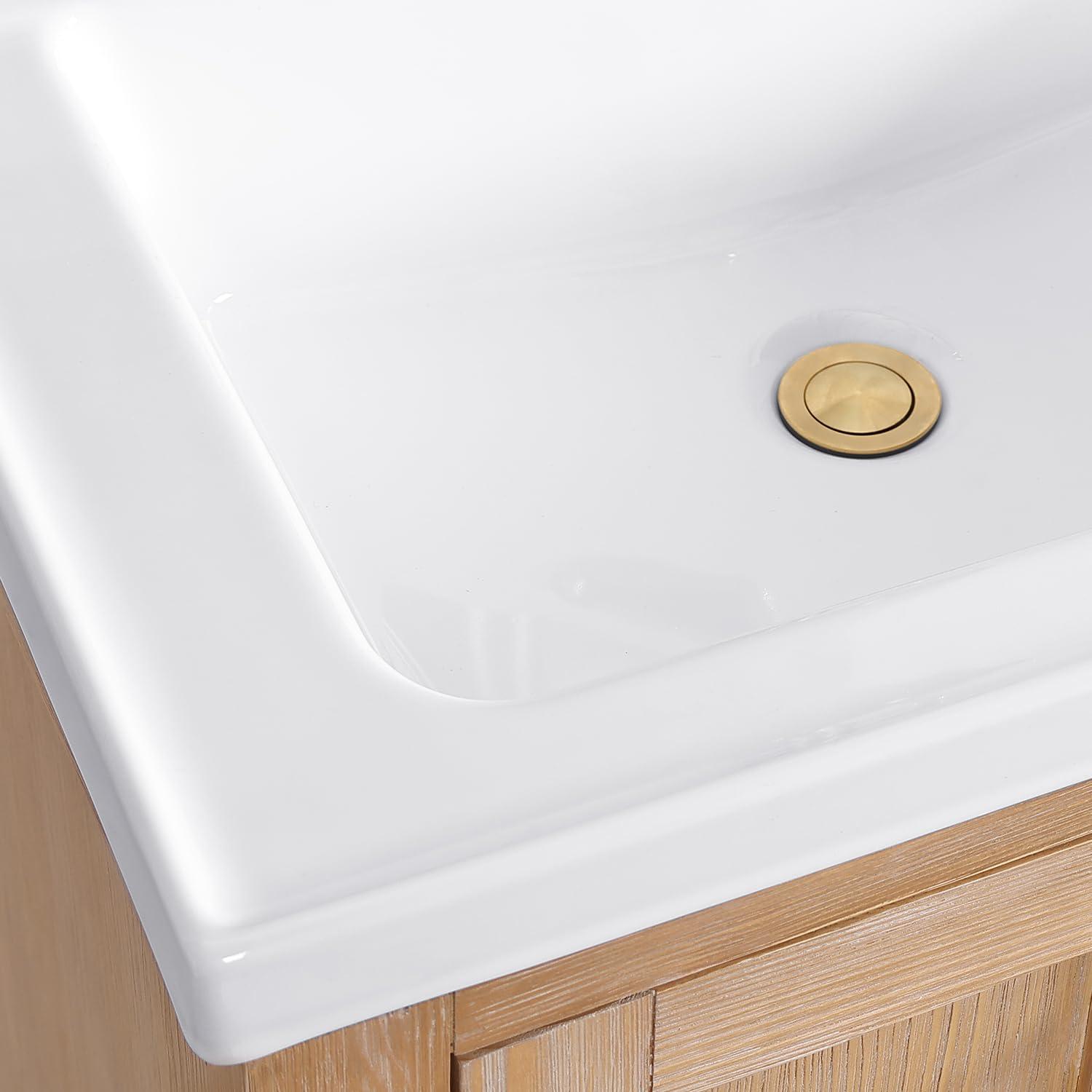 Gela 23.6'' Free-standing Single Bathroom Vanity with Ceramic Vanity Top