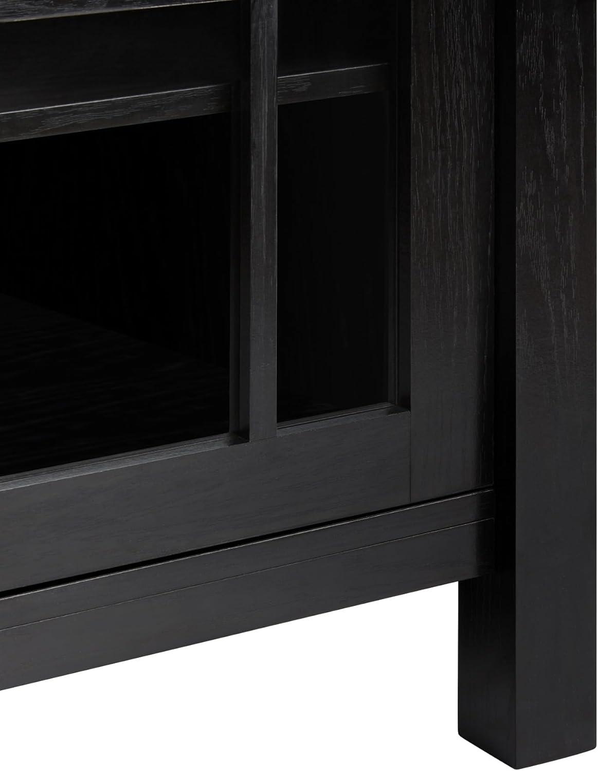 Walker Edison Transitional Wood Glass Door Storage Sideboard 58" - Black