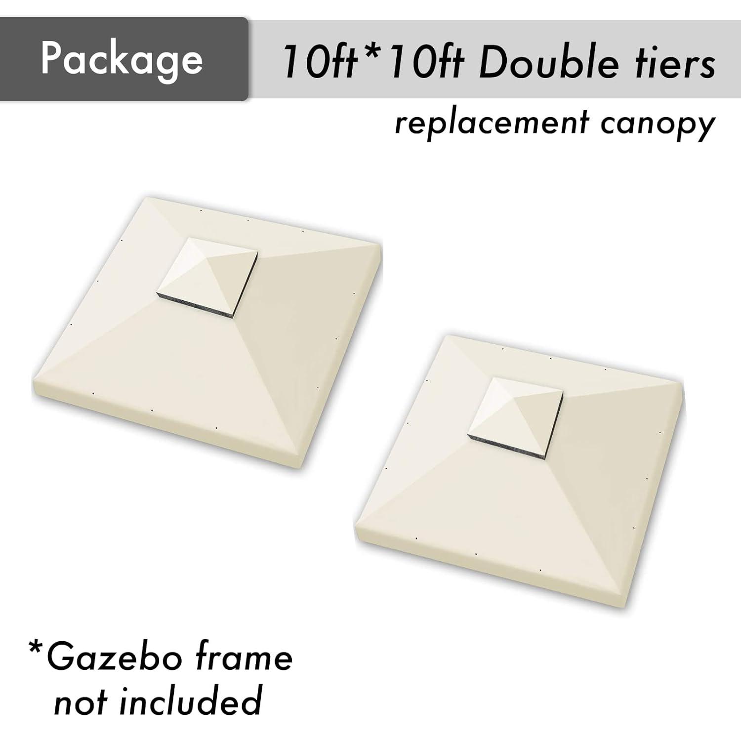 Sunny Replacement Canopy Top Cover for 10'X10' Gazebo Polyester Double Tiers for Outdoor Garden Patio Pavilion Sunshade