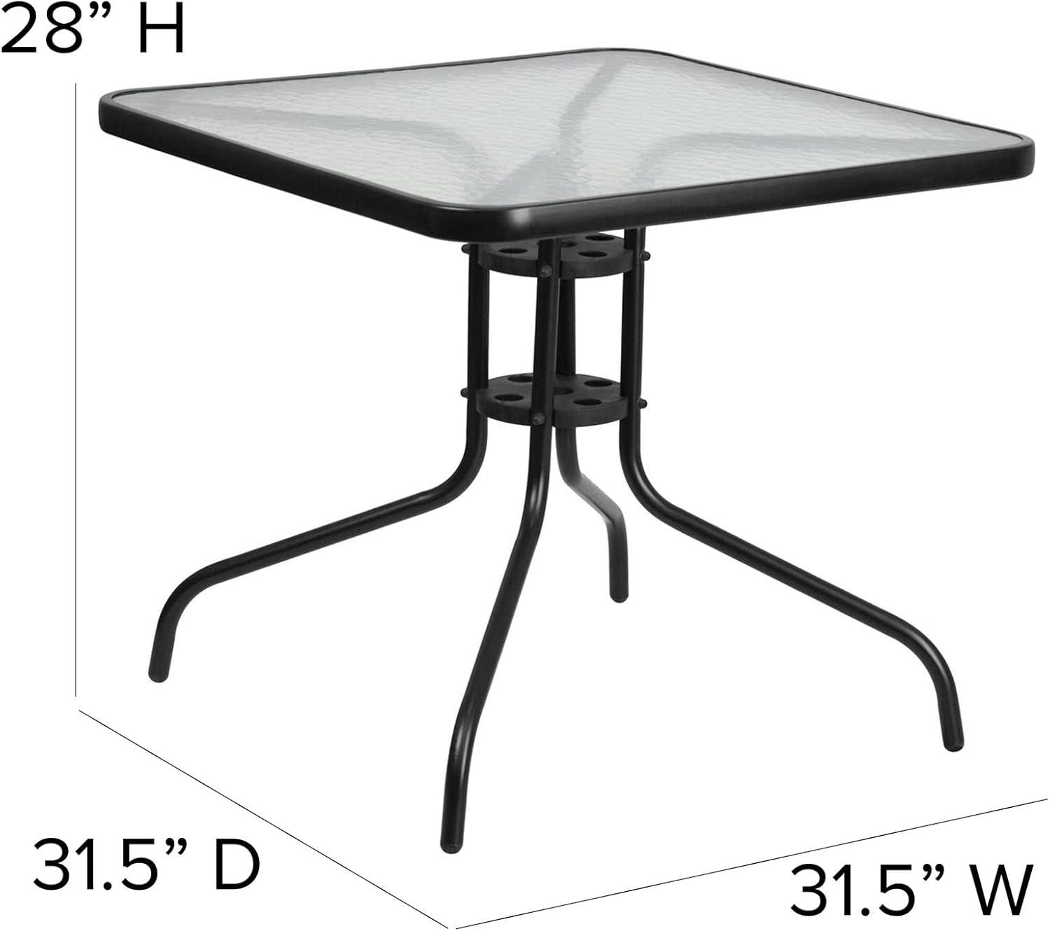 Flash Furniture 5 Piece Outdoor Patio Dining Set - Tempered Glass Patio Table, 4 Flex Comfort Stack Chairs