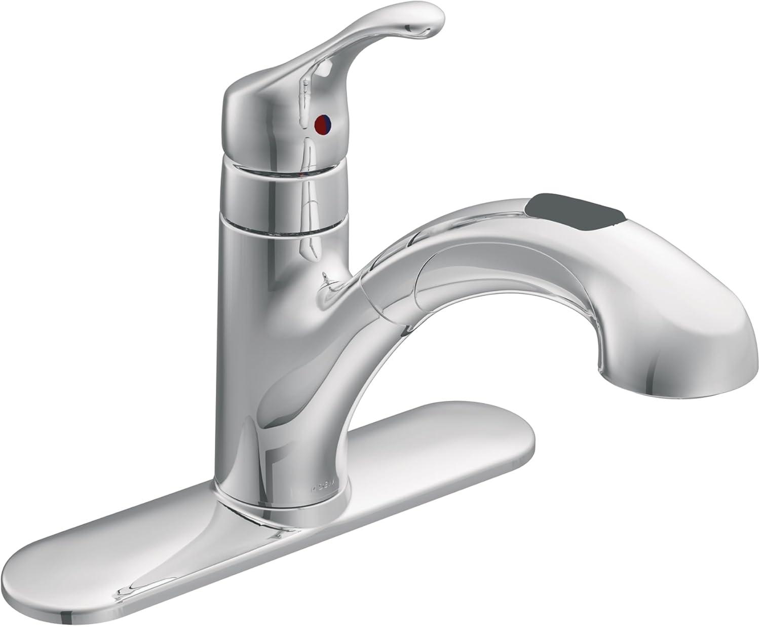 MOEN Renzo Spot Resist Stainless 9 in. H Pull Out Sprayer Kitchen Faucet with 360° Spout Swivel and PowerClean