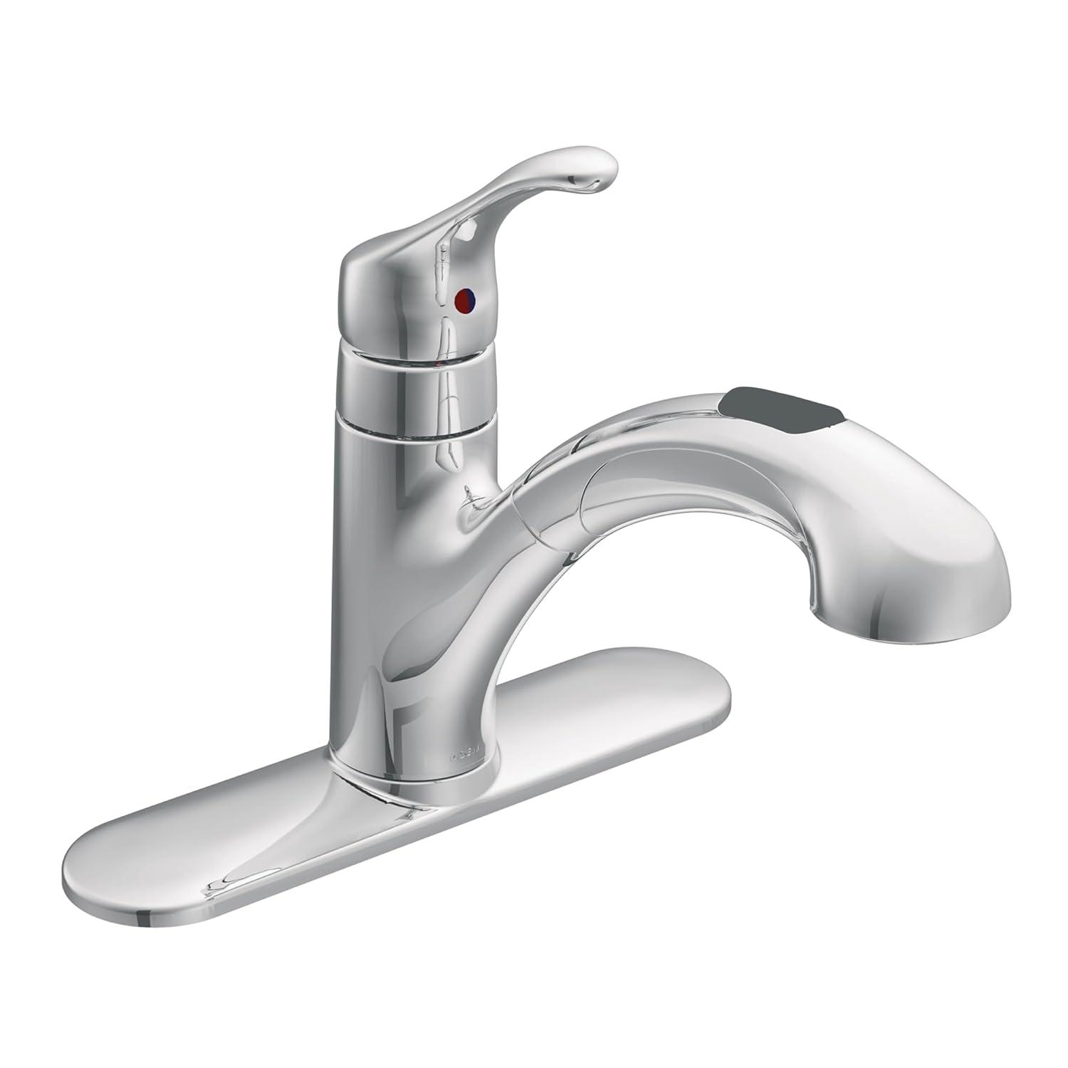 MOEN Renzo Spot Resist Stainless 9 in. H Pull Out Sprayer Kitchen Faucet with 360° Spout Swivel and PowerClean