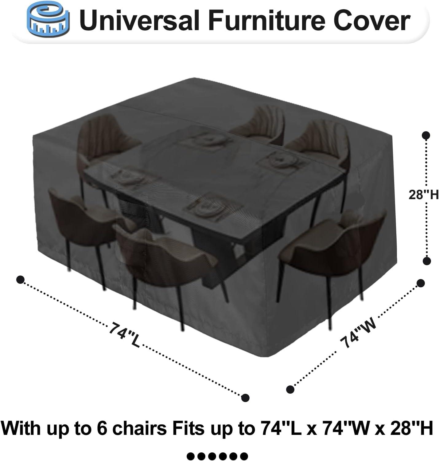 Black Waterproof Outdoor Patio Furniture Cover 74" x 74" x 28"