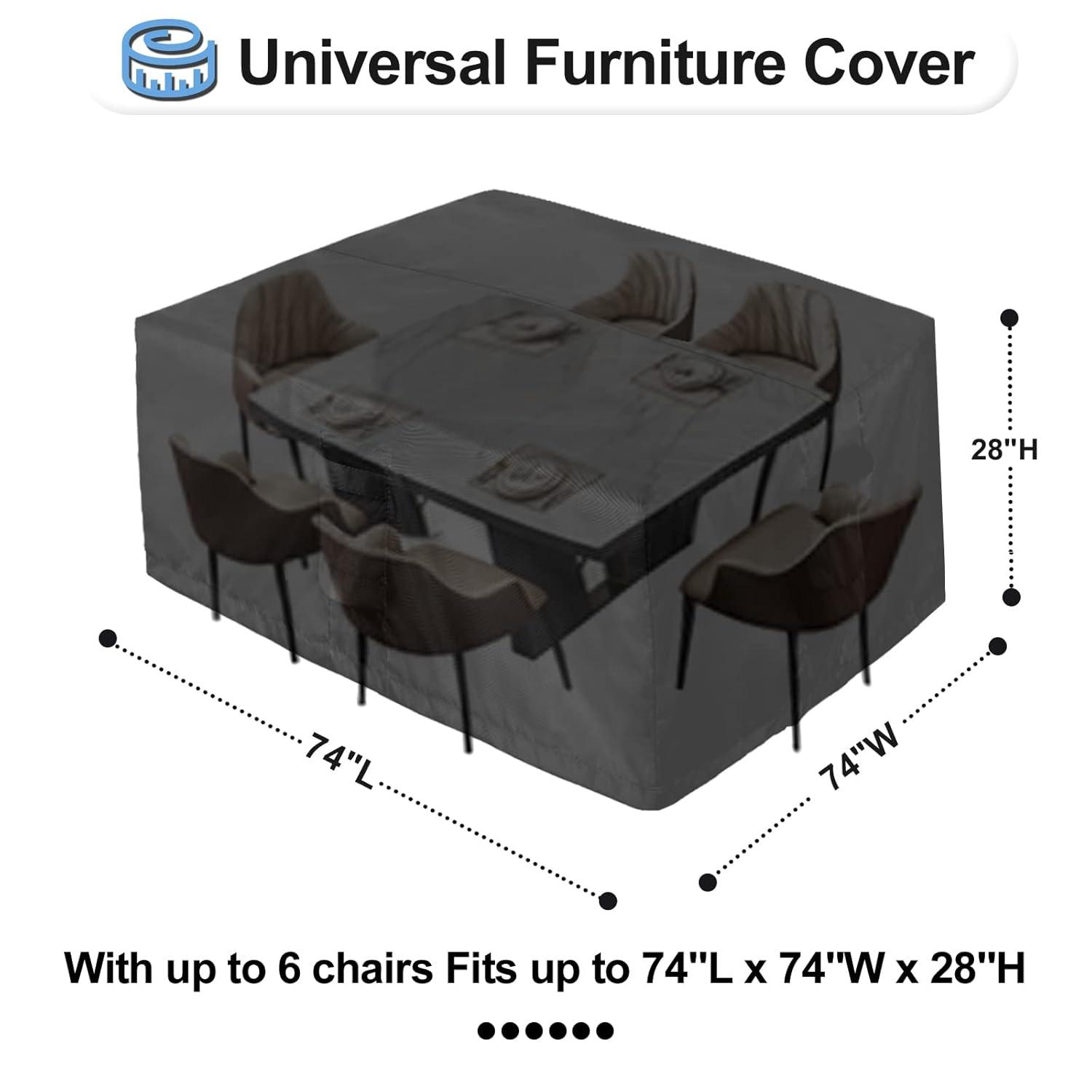OutdoorLines Outdoor Waterproof Patio Table Furniture Set Covers - Rectangle Couch Sectional Cover Outside Weatherproof Patio Furniture Covering for Deck, Lawn and Backyard 126"L x 63"W x 28"H, Black