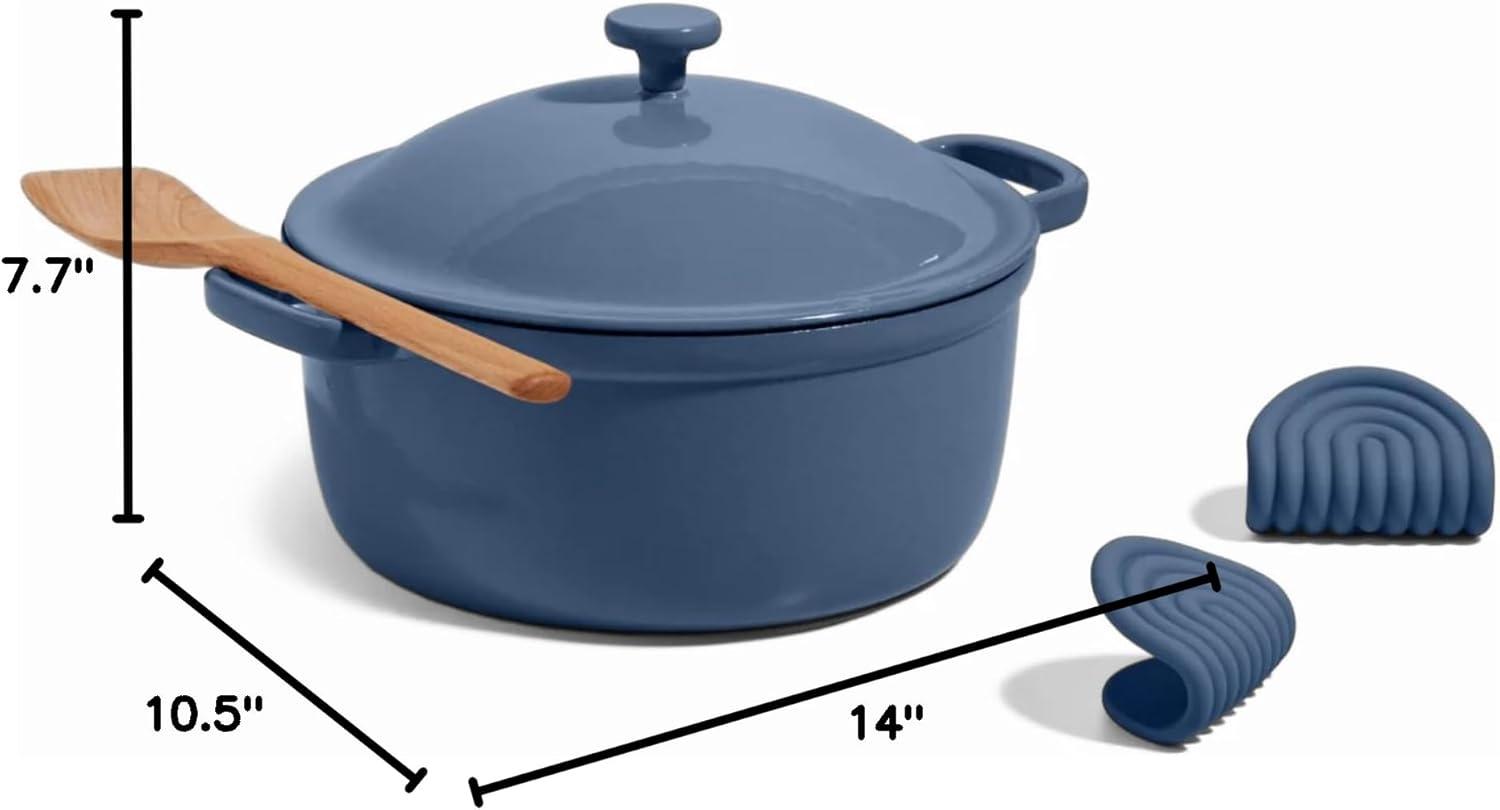 Our Place 5.5qt 10.5" Cast Iron Perfect Pot - Spice: Cookware, Enamel, Hand Wash, Non-Induction, Gas, Electric Compatible