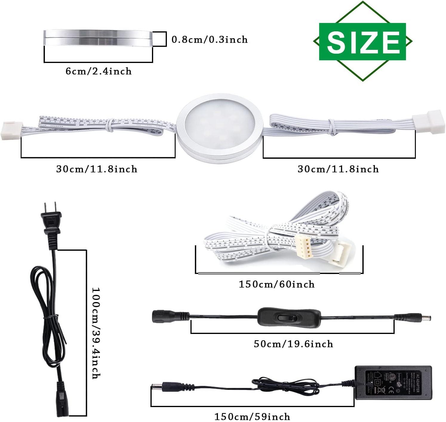 LED Under Counter Light Kit, RGBW/RGBWW Under Cabinet Lighting, Linkable Colored Puck Lights with 40-Key IR Remote Control (10 Lights)