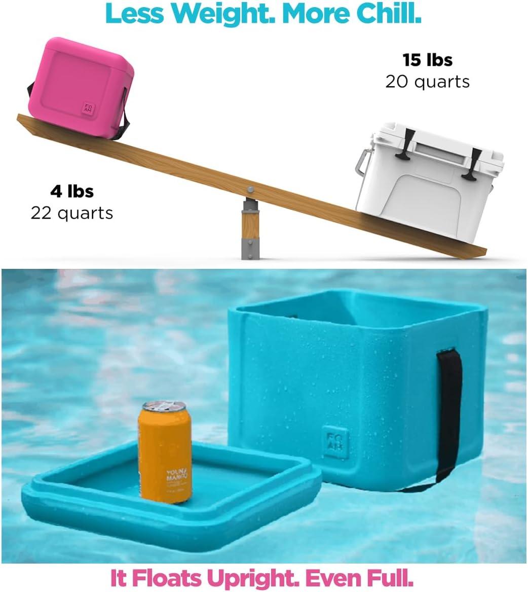 FOAM FOAM Portable 22 Quart EVA Lightweight Beach Rigid Hybrid Soft Side Cooler that Holds 30 Cans & Ice