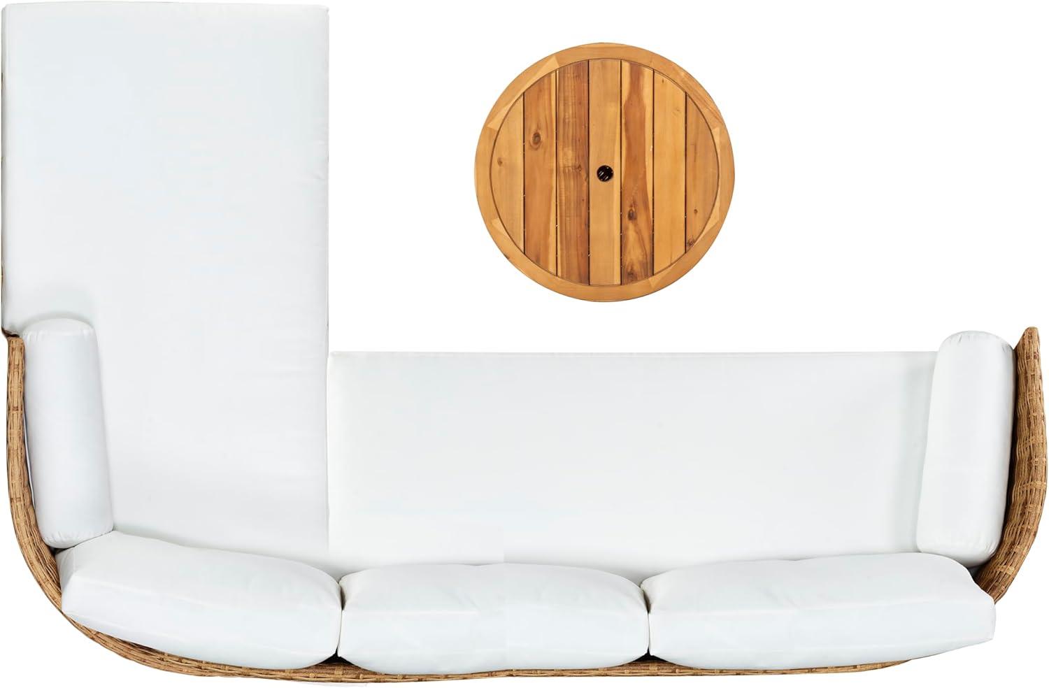 SAFAVIEH Couture Anguilla Outdoor Patio Round Wicker Coffee Table with Storage, Natural