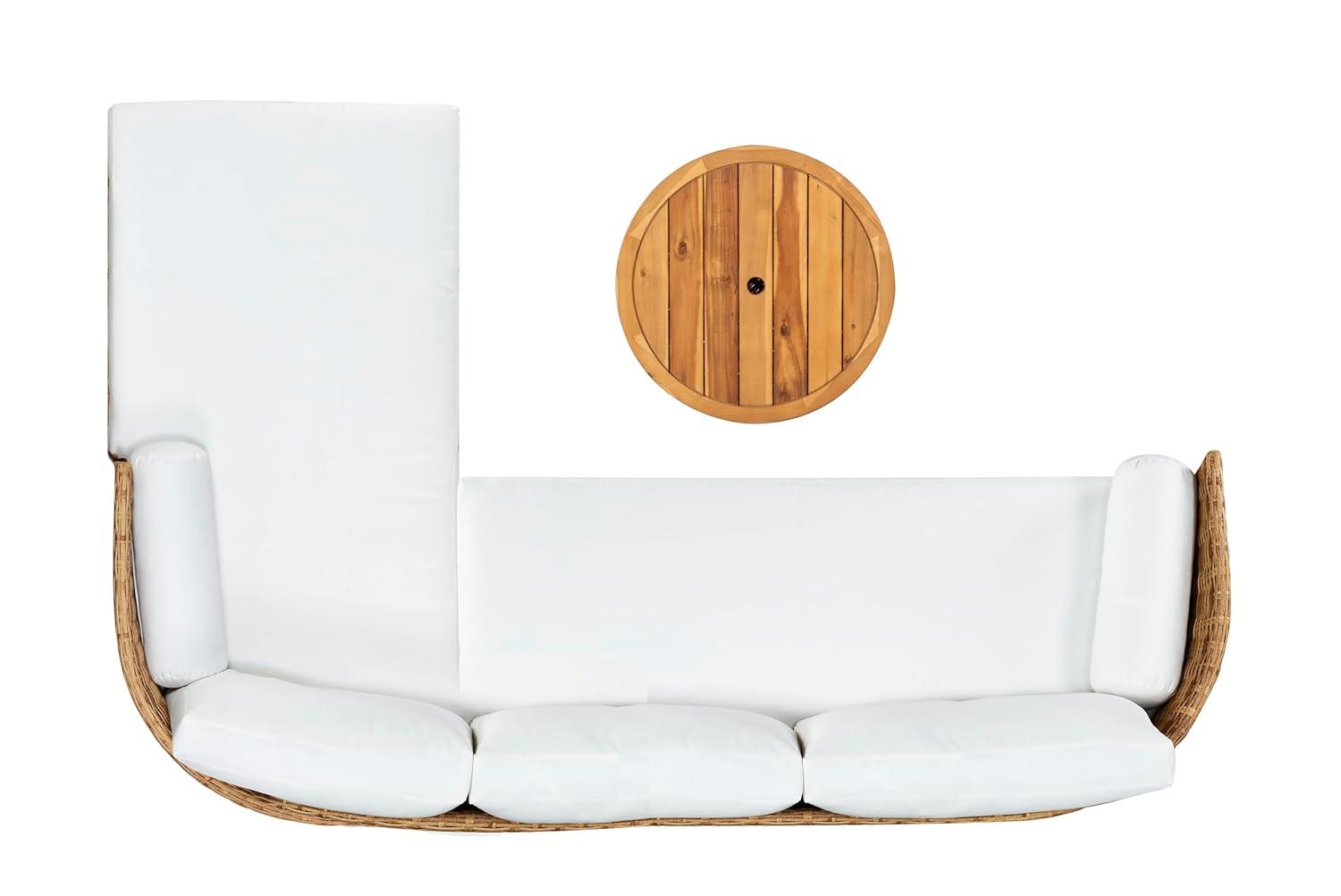 SAFAVIEH Couture Anguilla Outdoor Patio Round Wicker Coffee Table with Storage, Natural