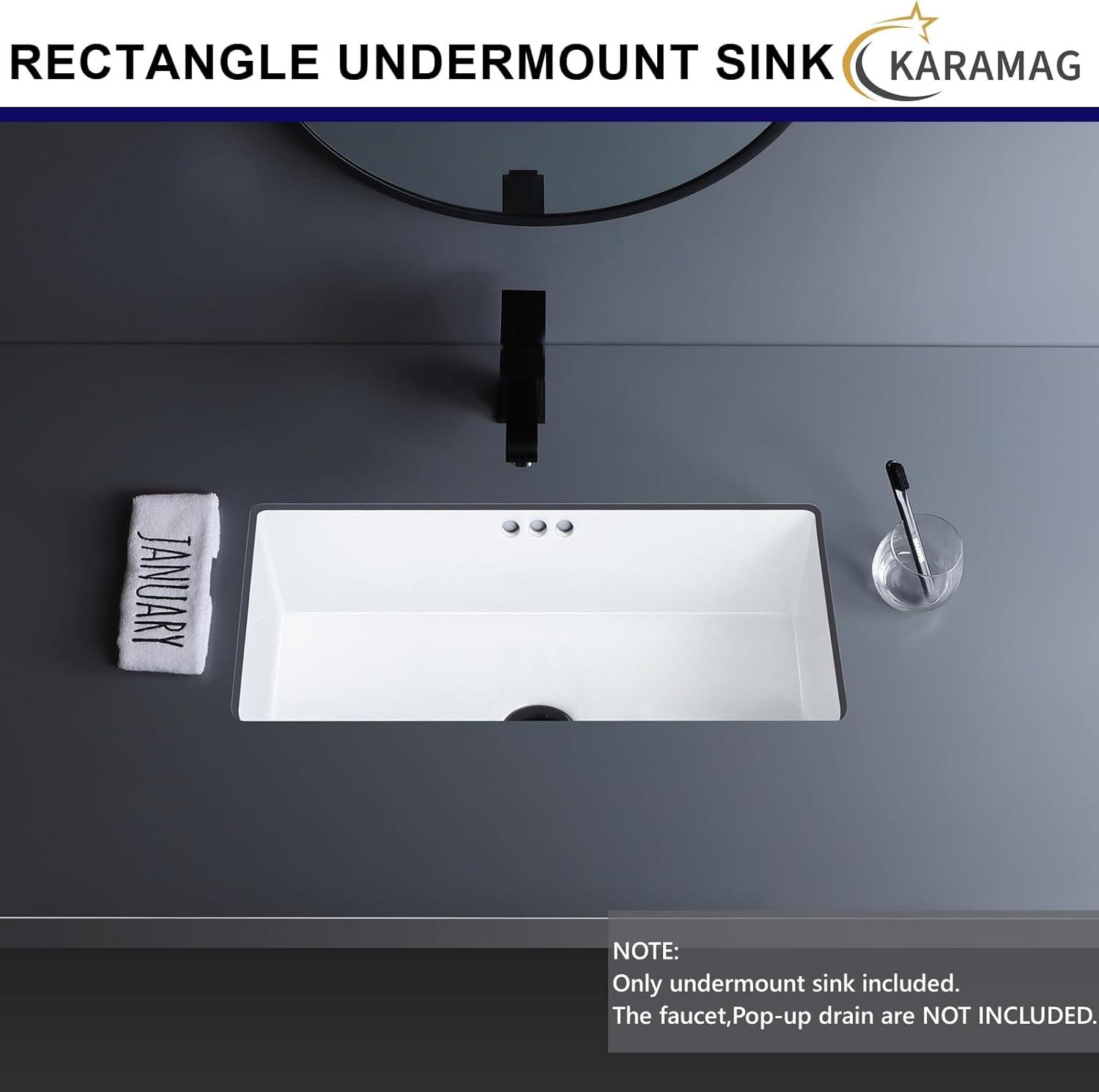 22" x 16" Undermount Bathroom Sink White Ceramic Bathroom Sink Rectangular Undermount Sink