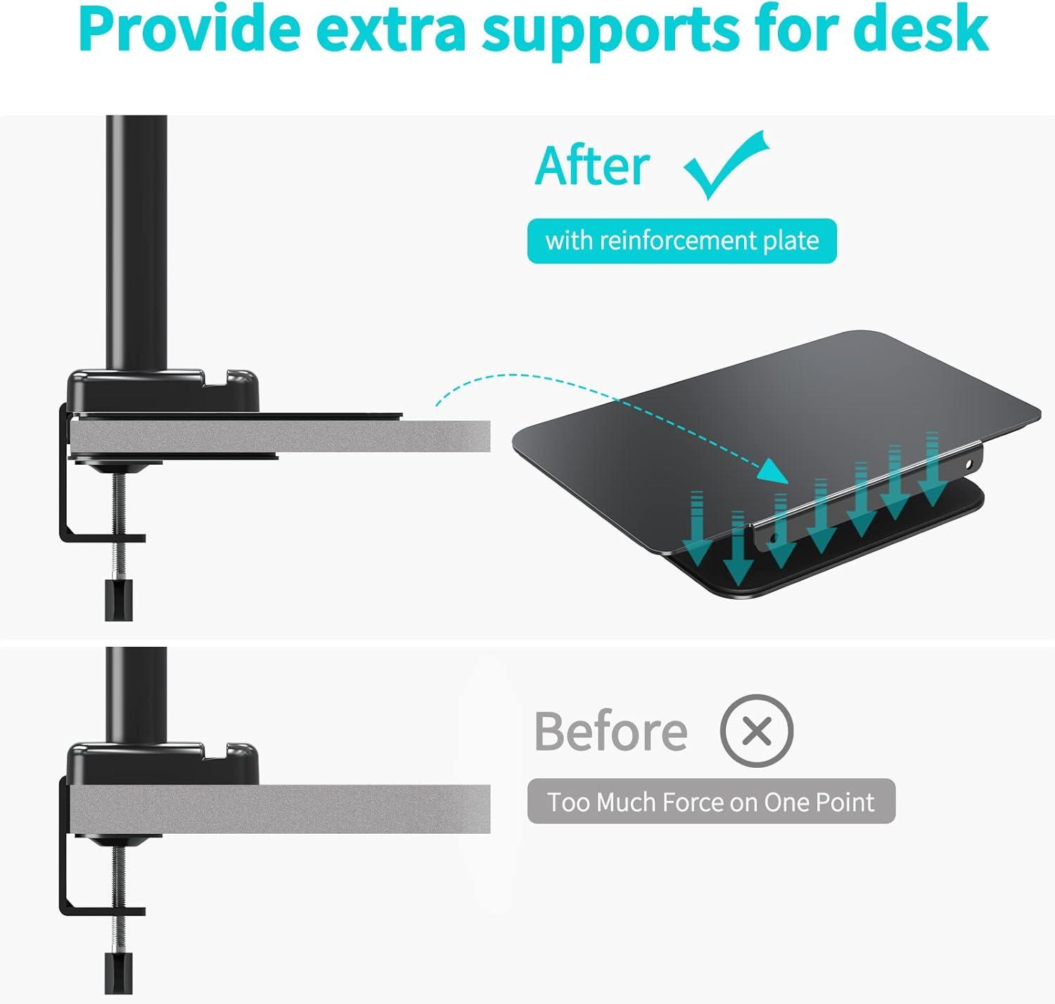 Black Steel Monitor Mount Reinforcement Plate for Desktops