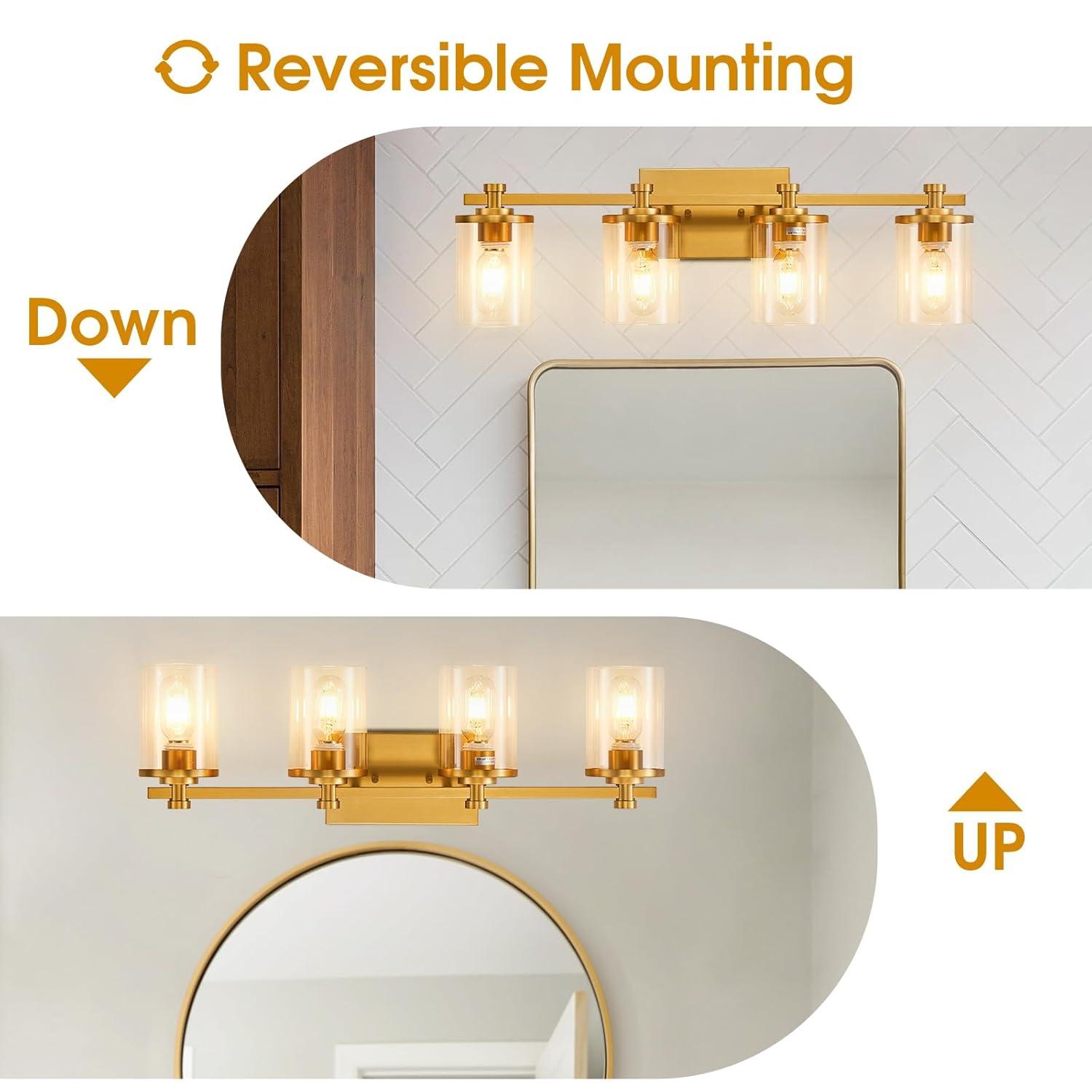 4 - Light Dimmable Vanity Light Mirror Headlights