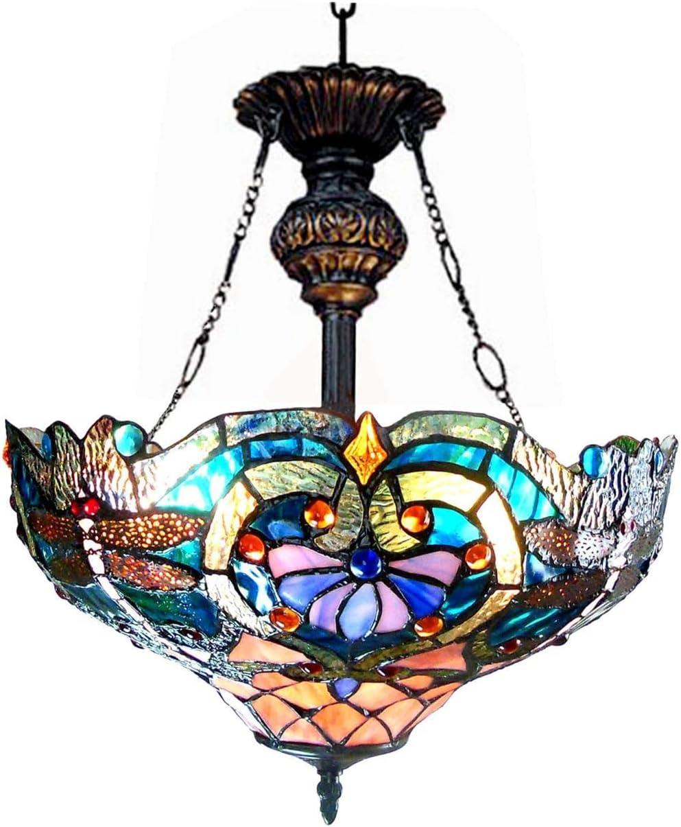 Lydia Victorian Antique Bronze 17" Glass Inverted Pendant Lamp