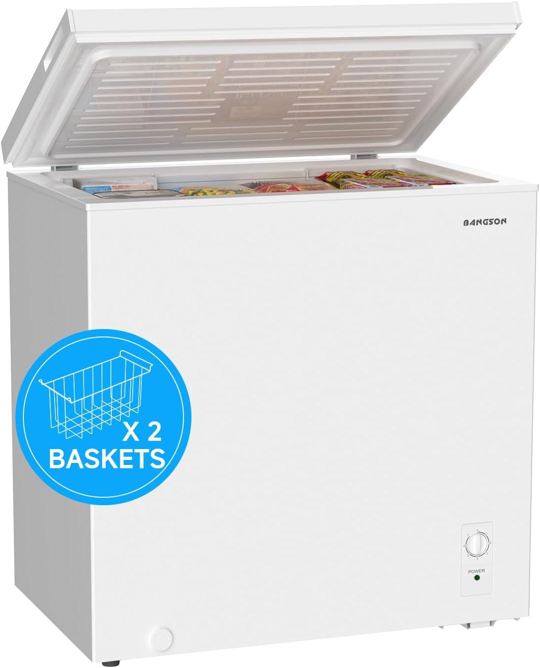 BANGSON 7.0 Cu.Ft Chest Freezer, Deep Freezer with Adjustable Thermostat, Top Open Door Freezer with Removable Basket
