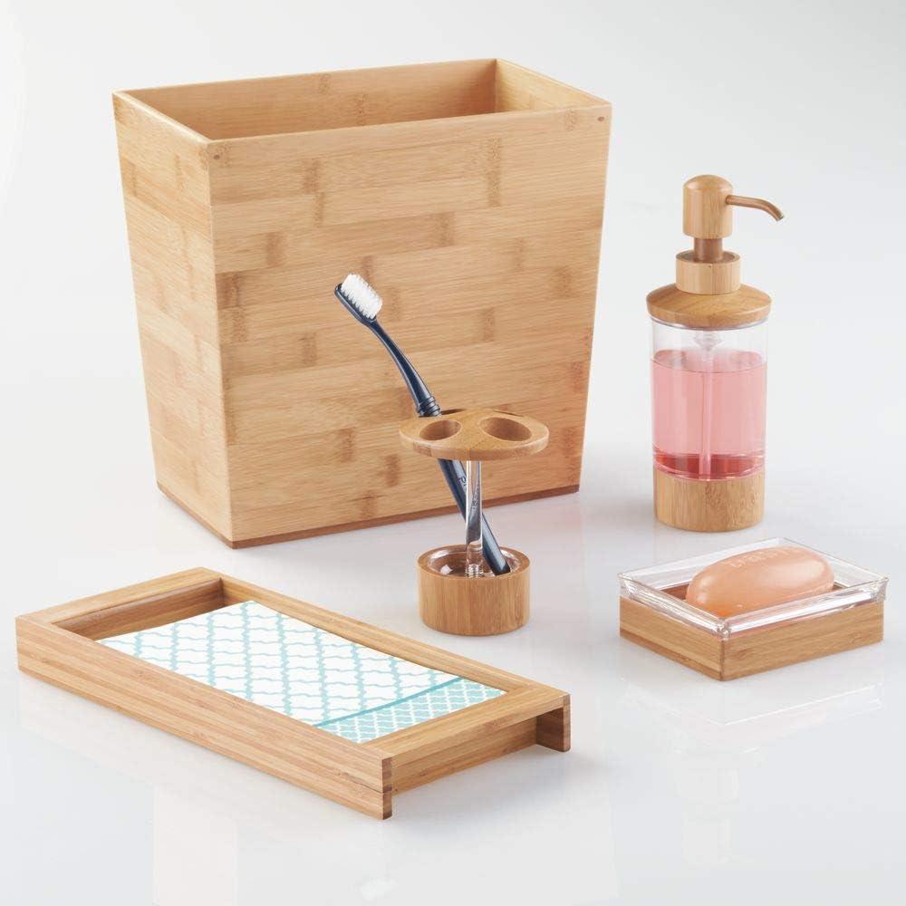 iDESIGN Formbu Bamboo Vanity Storage Tray Organizer Natural Wood