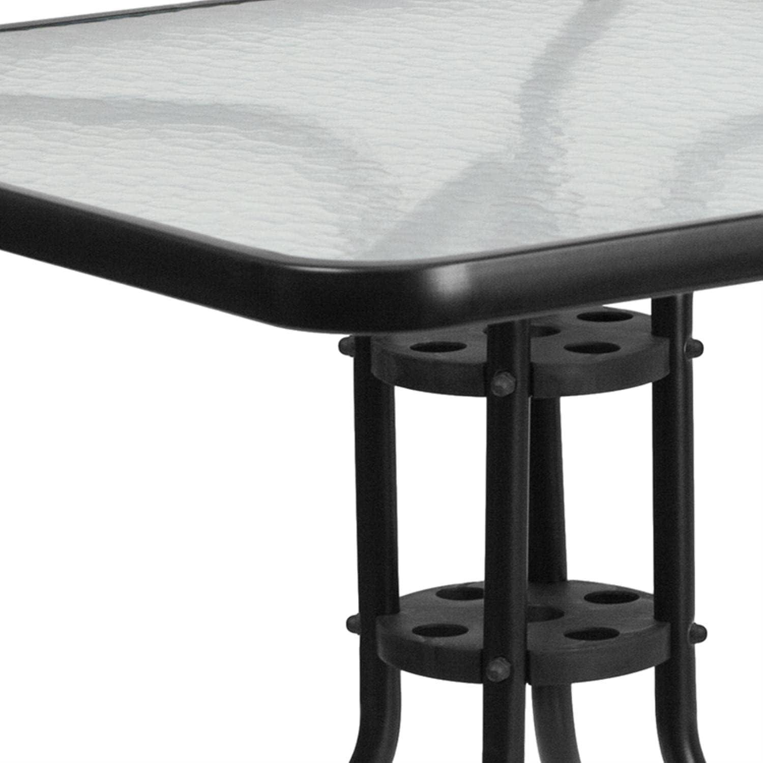 BizChair 31.5'' Square Tempered Glass Metal Table