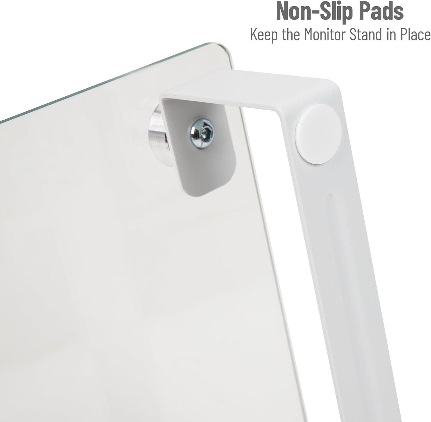 Mind Reader Mind Reader Monitor Stand, Contemporary, Desktop Organizer, Laptop Riser, Office, Glass, 22"L x 8.25"W x 3"H, Clear