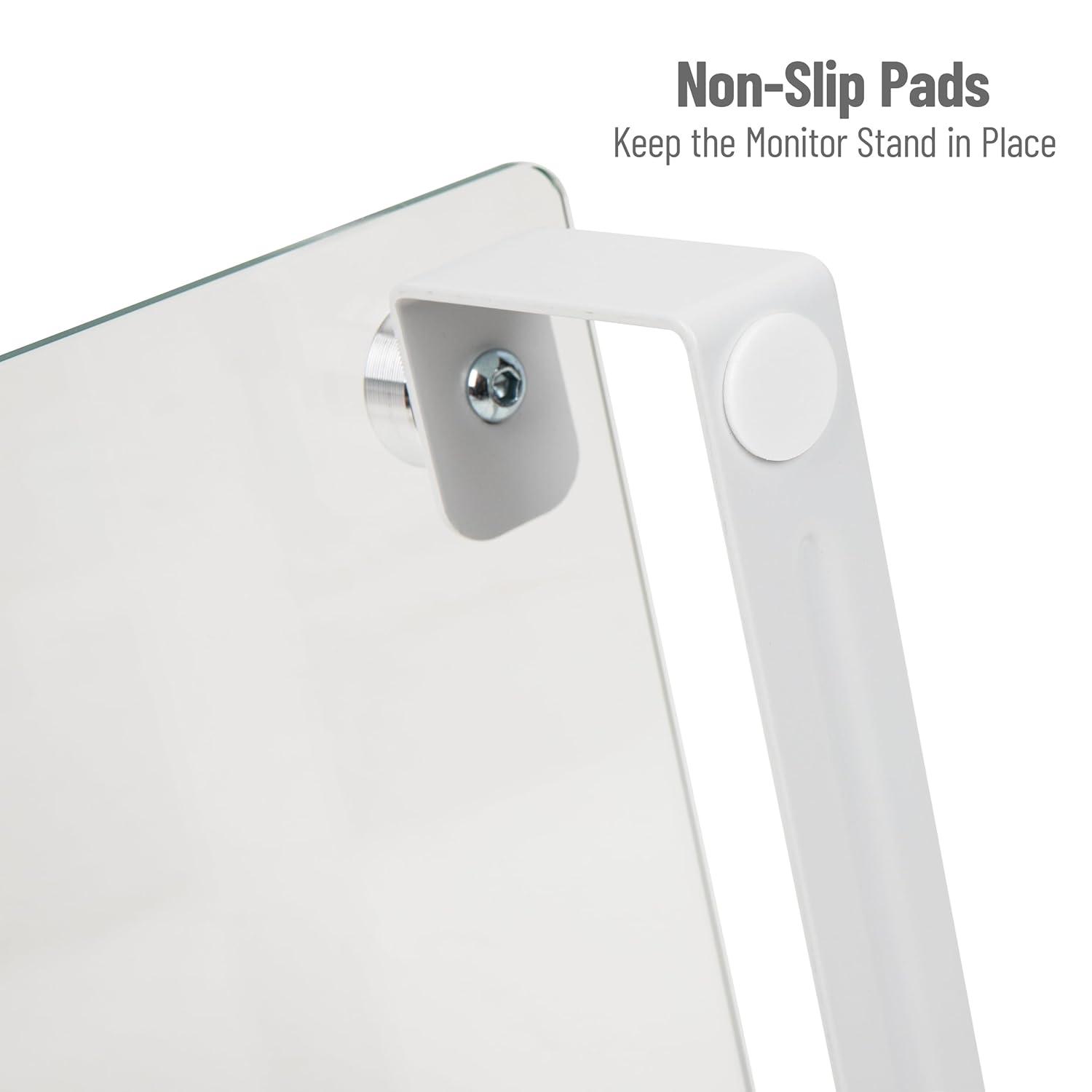 Mind Reader Mind Reader Monitor Stand, Contemporary, Desktop Organizer, Laptop Riser, Office, Glass, 22"L x 8.25"W x 3"H, Clear