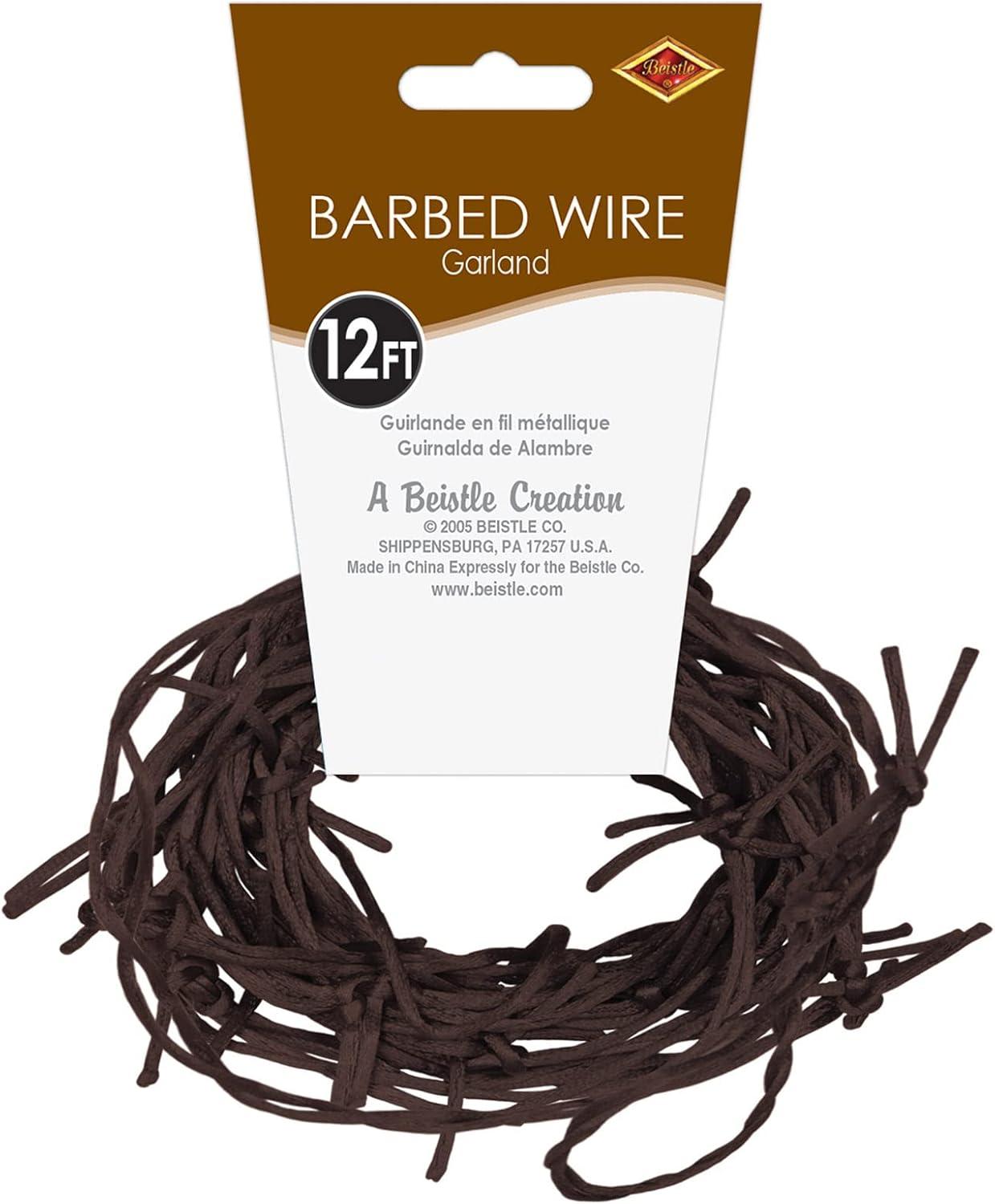Rusty Barbed Wire Garland 12' - 12 Pack (1 Per Card)