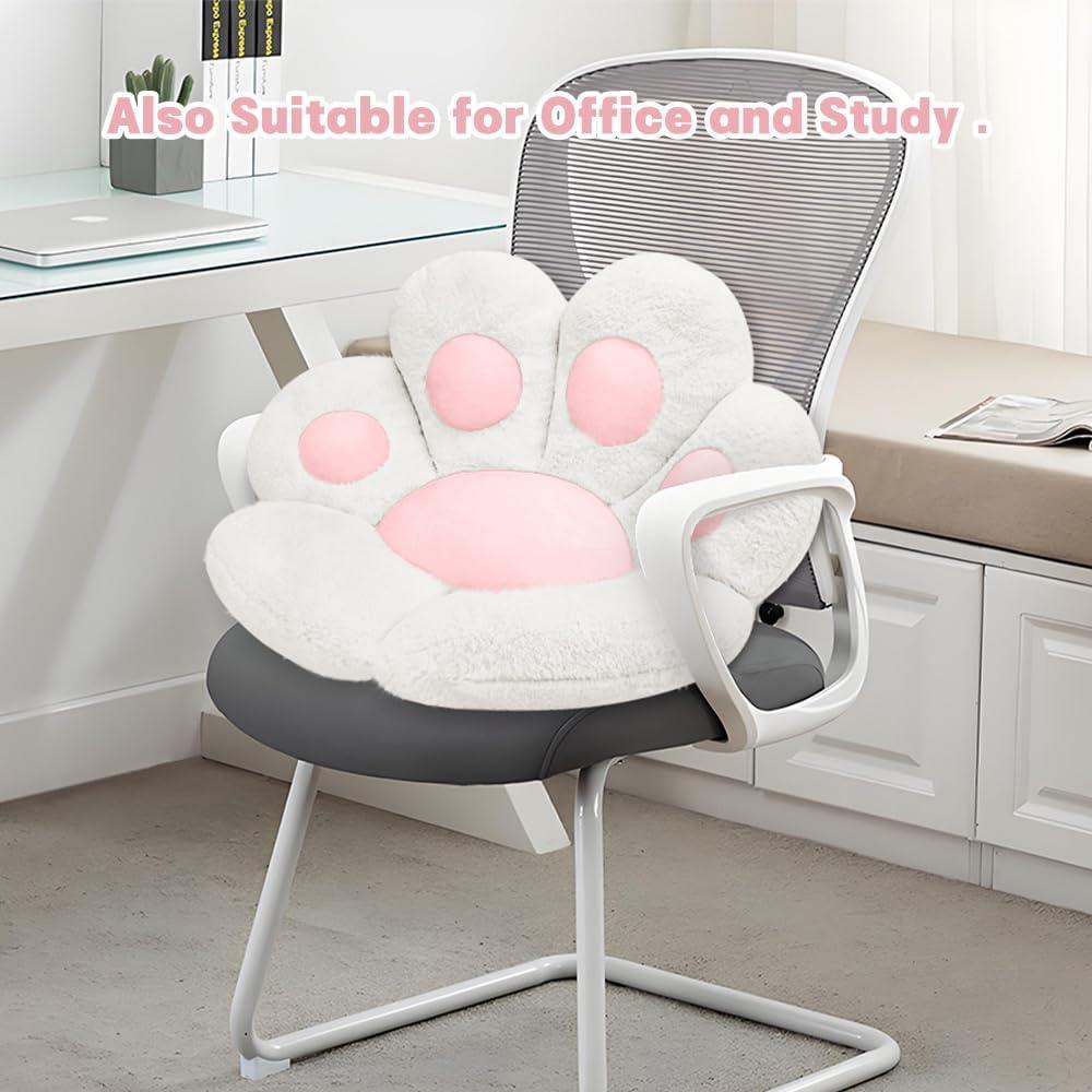 MOONBEEKI Cat Paw Cushion Chair Comfy Kawaii Plush Seat Cushions Shape Lazy Pillow for Gamer Chair 28"x 24" Cozy Floor Cute Seat Kawaii for Girl Worker Gift, Dining Room Bedroom Decorate White