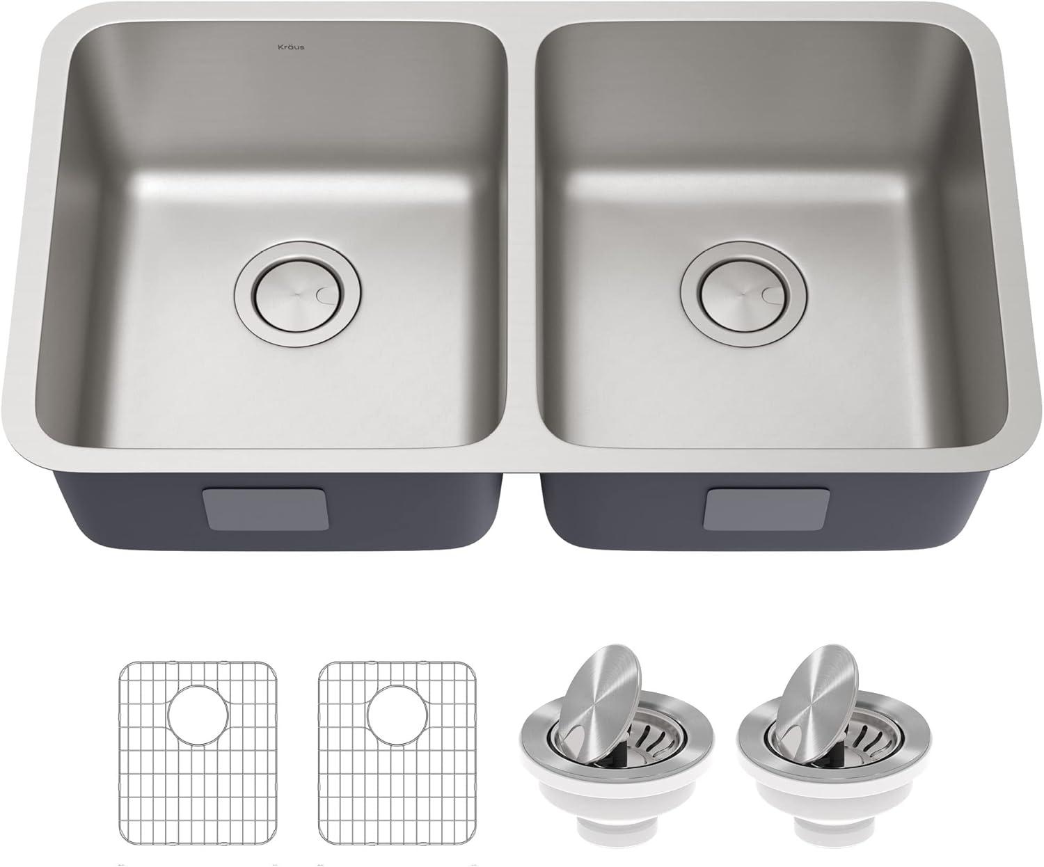 24.75" Stainless Steel Double Bowl Undermount Kitchen Sink