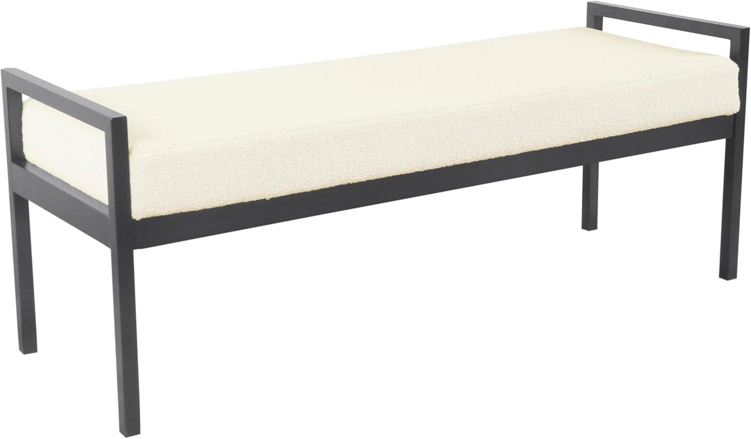 Modern Metal Faux Shearling Bench - HomePop