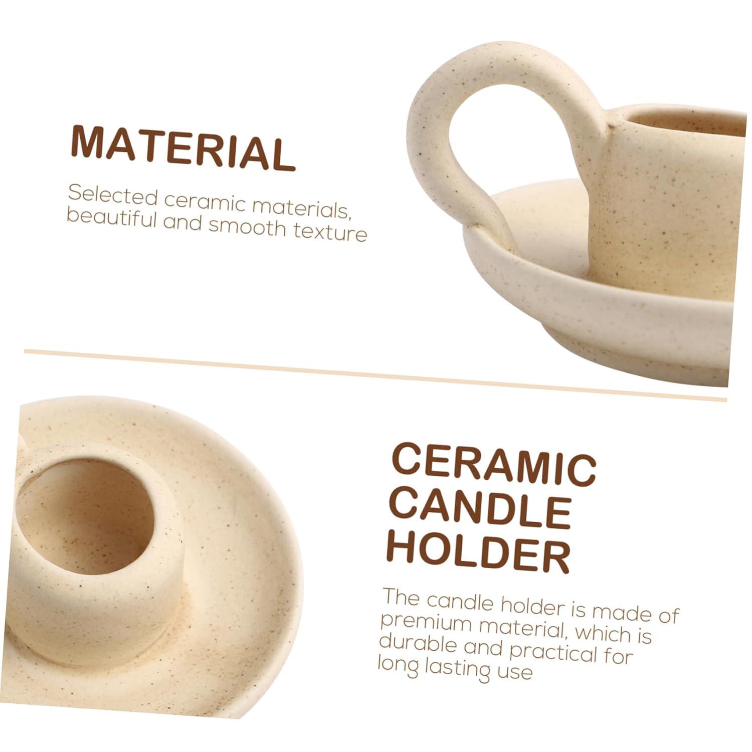 2Pcs Ceramic Candlestick Nordic Style Candleholder Desktop Candle Stand