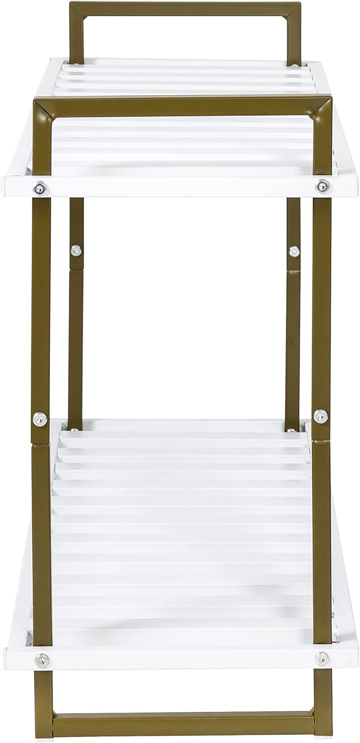 Honey-Can-Do 2-Tier Steel 6-Pair Shoe Rack, Olive and White