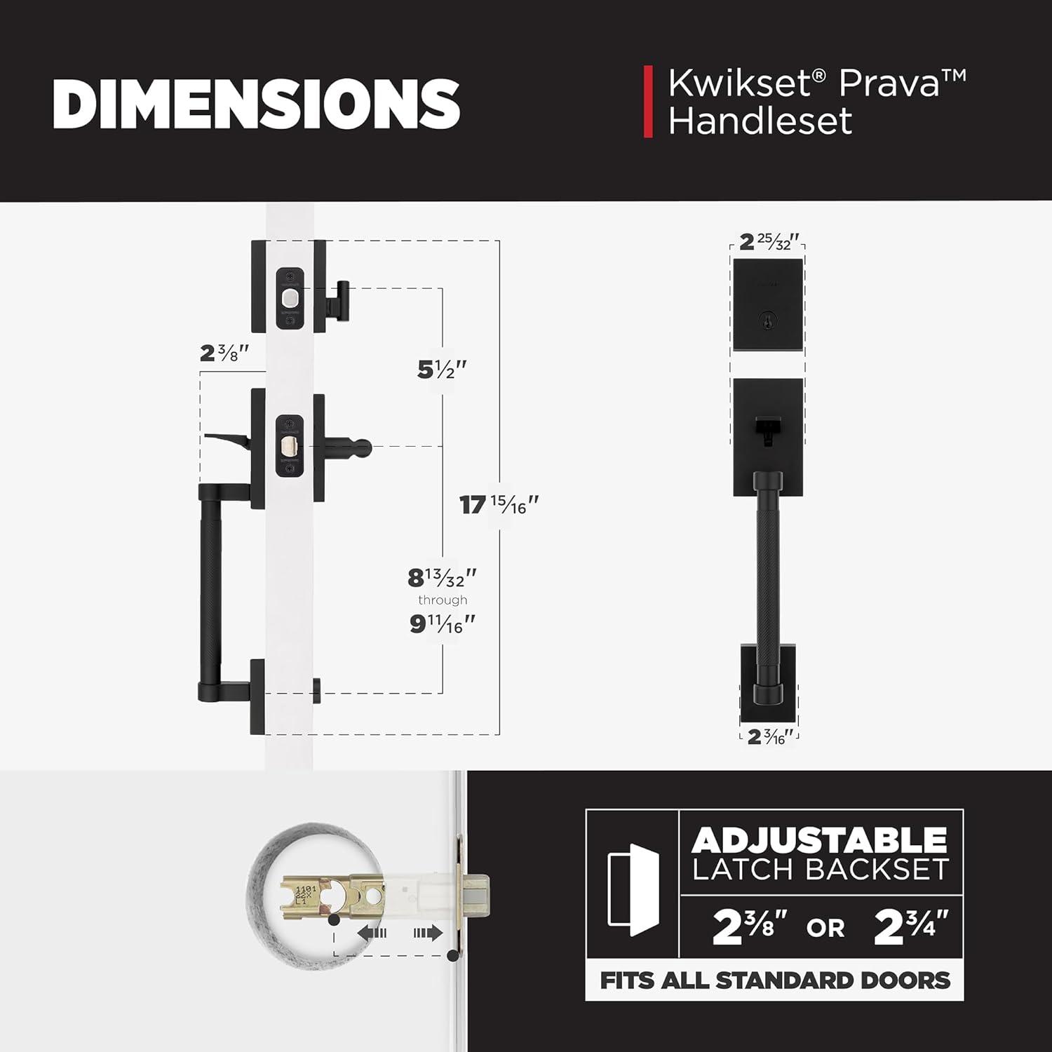 Prava Matte Black Single Cylinder Handleset w/ Prava Handle featuring SmartKey Security