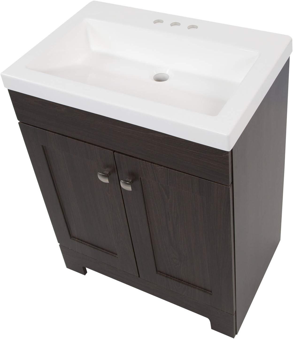 Elm Ember Freestanding Bathroom Vanity with Marble Top