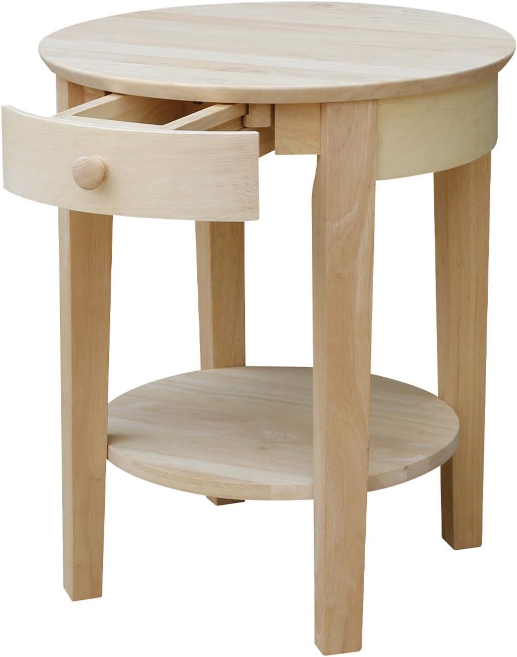 Solid Wood Top End Table with Storage