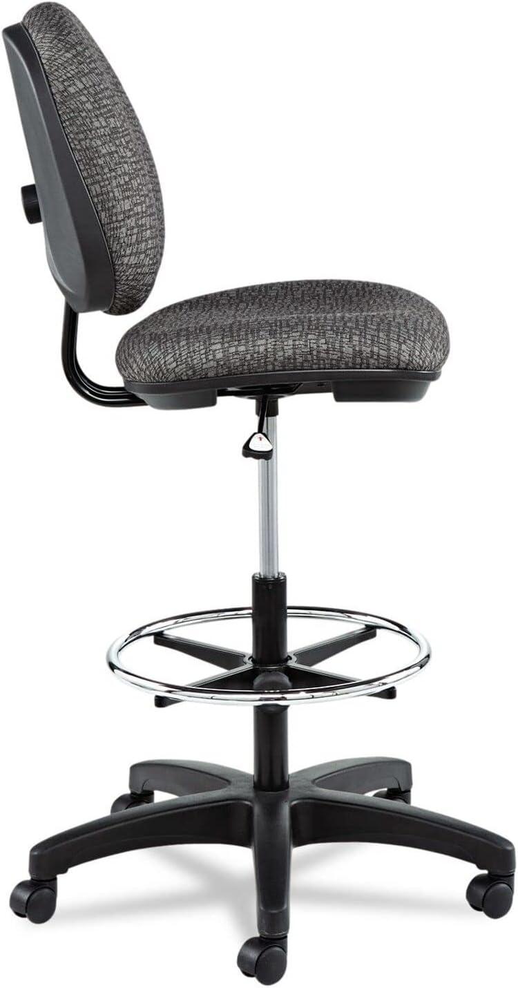 Graphite Gray Fabric Swivel Task Stool with Adjustable Footring