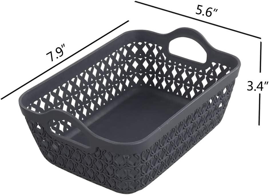 Mini Grey Plastic Storage Basket Tray Set, 12-Pack