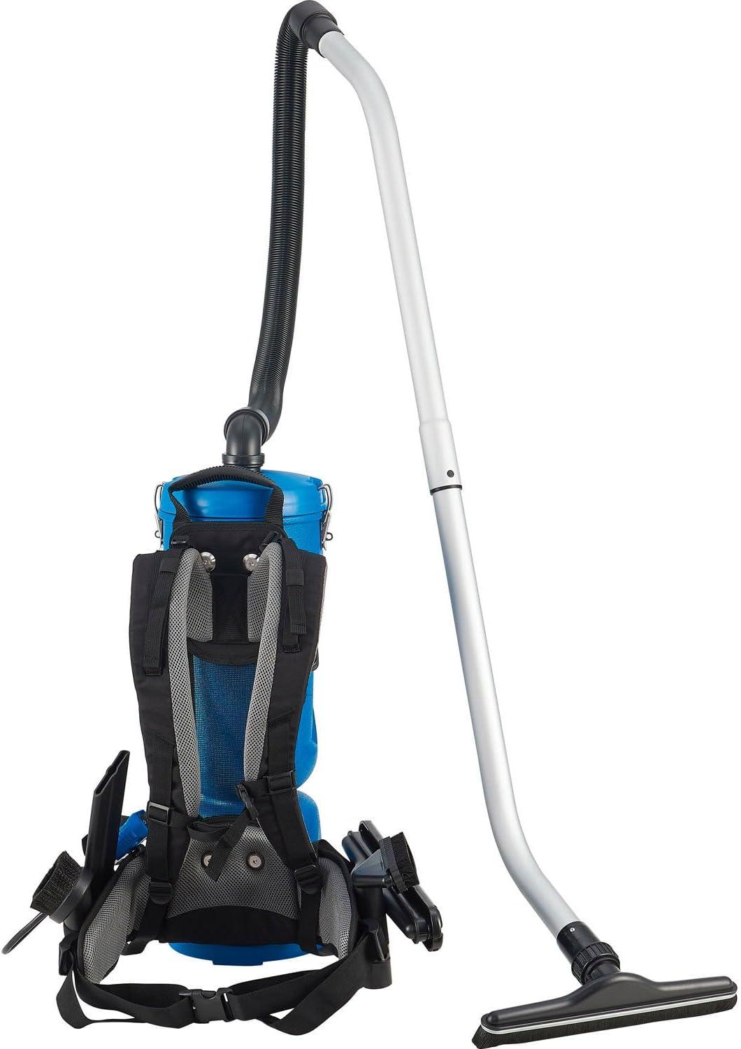 Blue HEPA Commercial Backpack Vacuum with Adjustable Harness