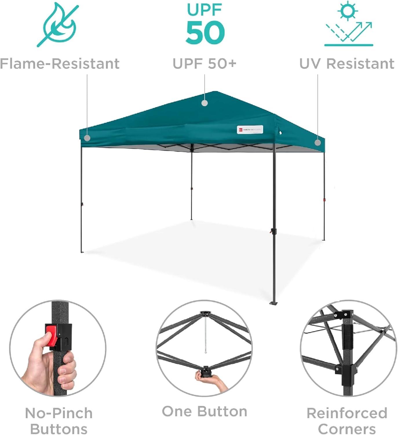 Best Choice Products 12x12ft Easy Setup Pop Up Canopy w/ 1-Button Setup, Wheeled Case, 4 Weight Bags - Cerulean