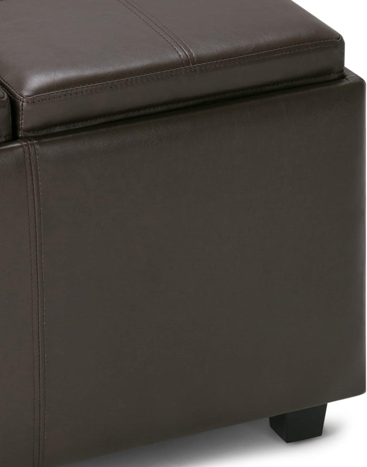 Chocolate Brown Faux Leather Backless Storage Ottoman Bench