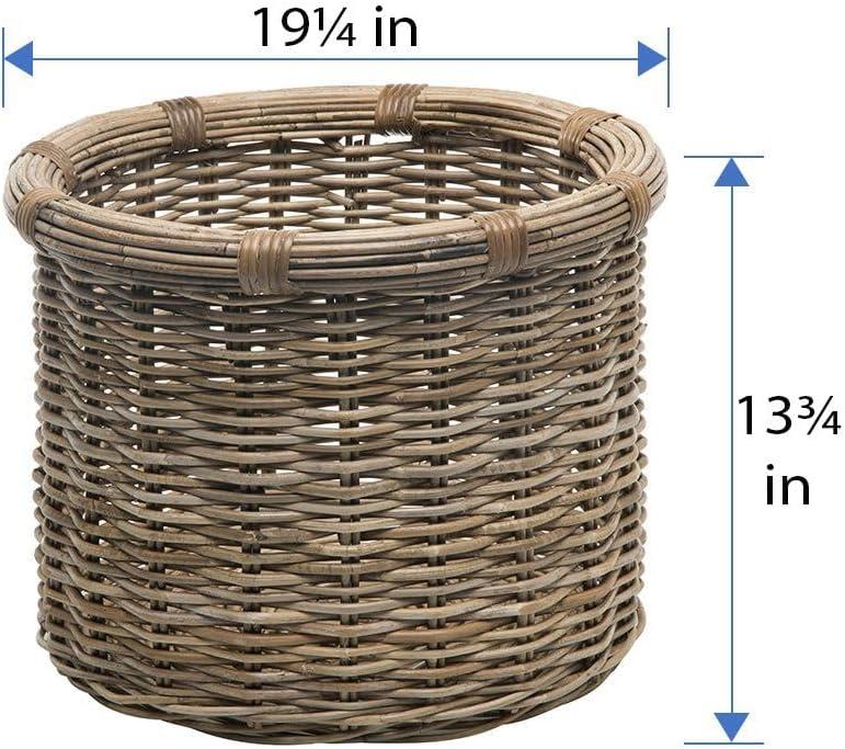 Gray-Brown Round Rattan Storage Basket